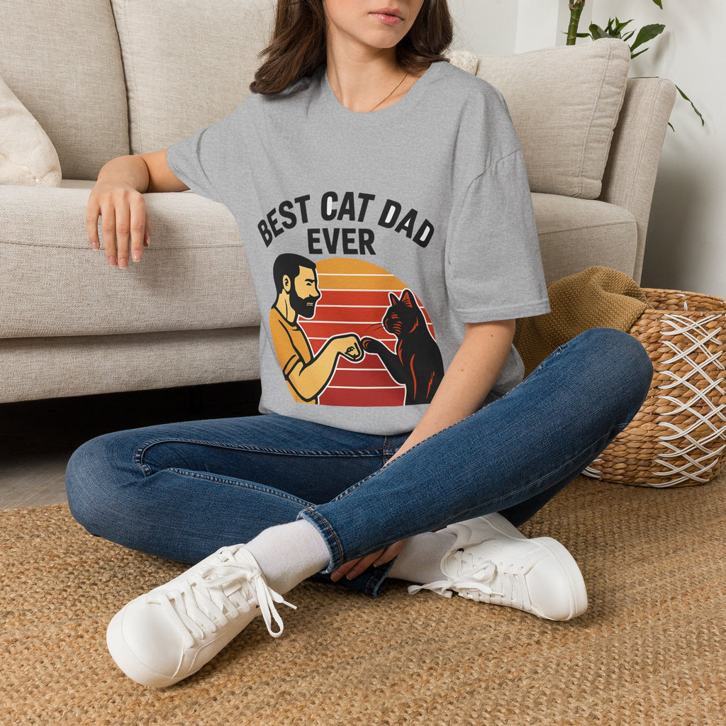 Best Cat Dad Ever Shirt Vintage Retro Cat Lover Gift for Men Father's Day Cat Owner Tshirt Funny Cat Dad Gift Retro Sunset Tee
