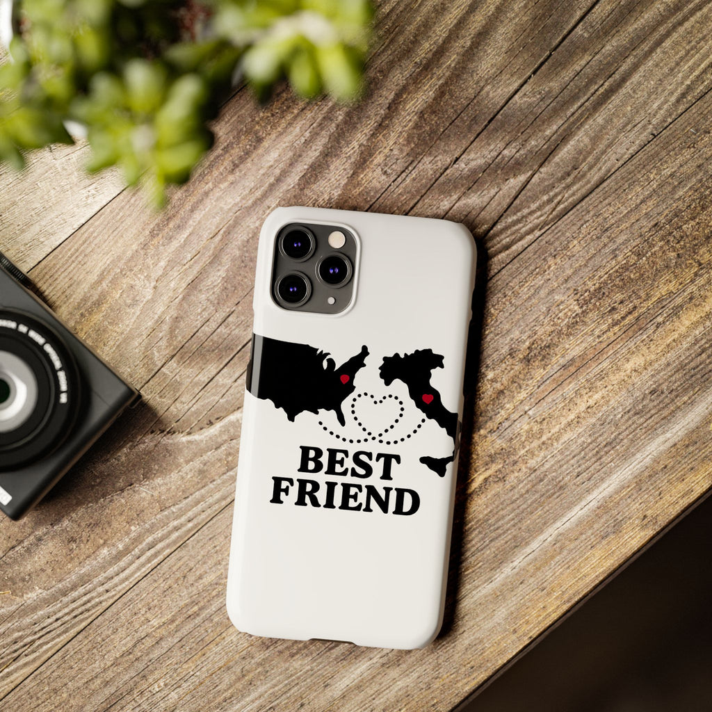 Long Distance Friendship Phone Case Personalized Coordinates Gift Best Friend Custom Location Map Heart Connection BFF
