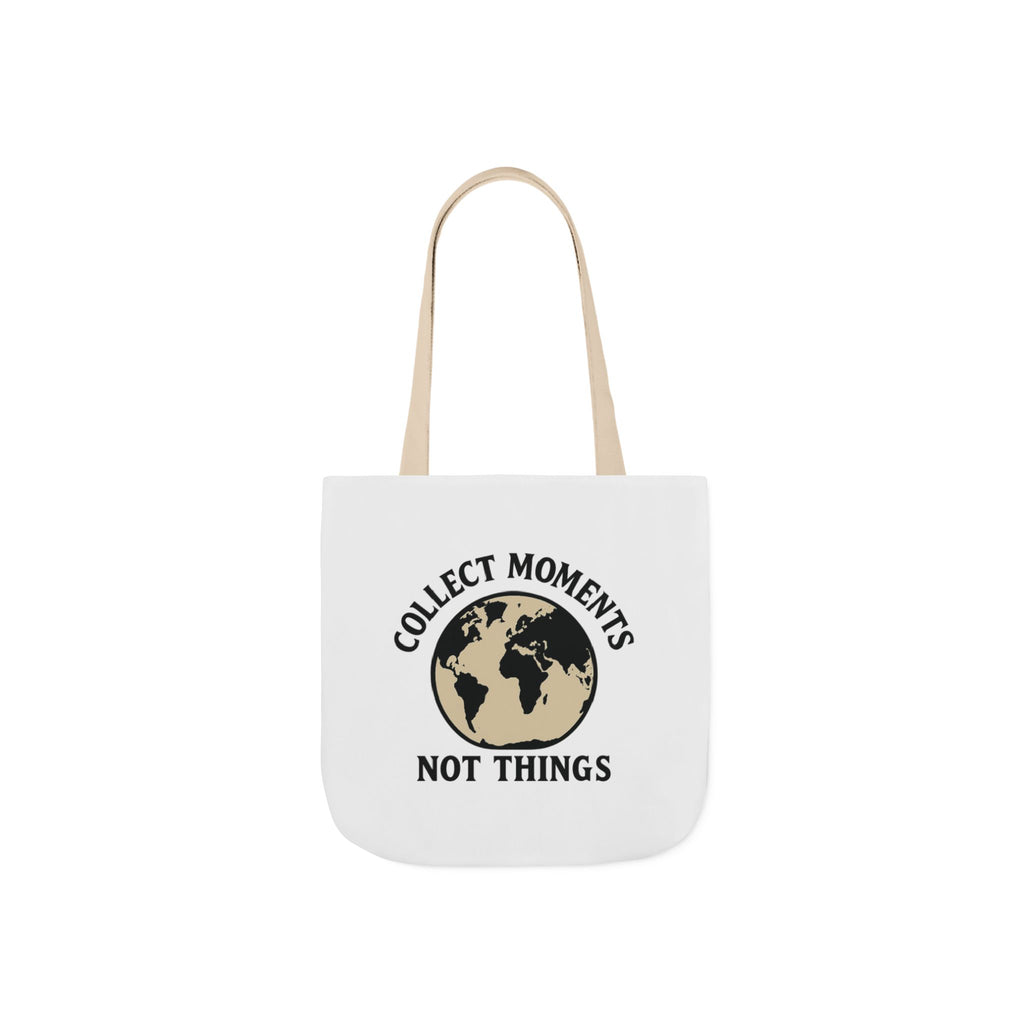 Travel Tote Bag Wanderlust Gift, Collect Moments Not Things Canvas Tote, World Map Tote Bag for Women, Traveler Gift Adventure Lover