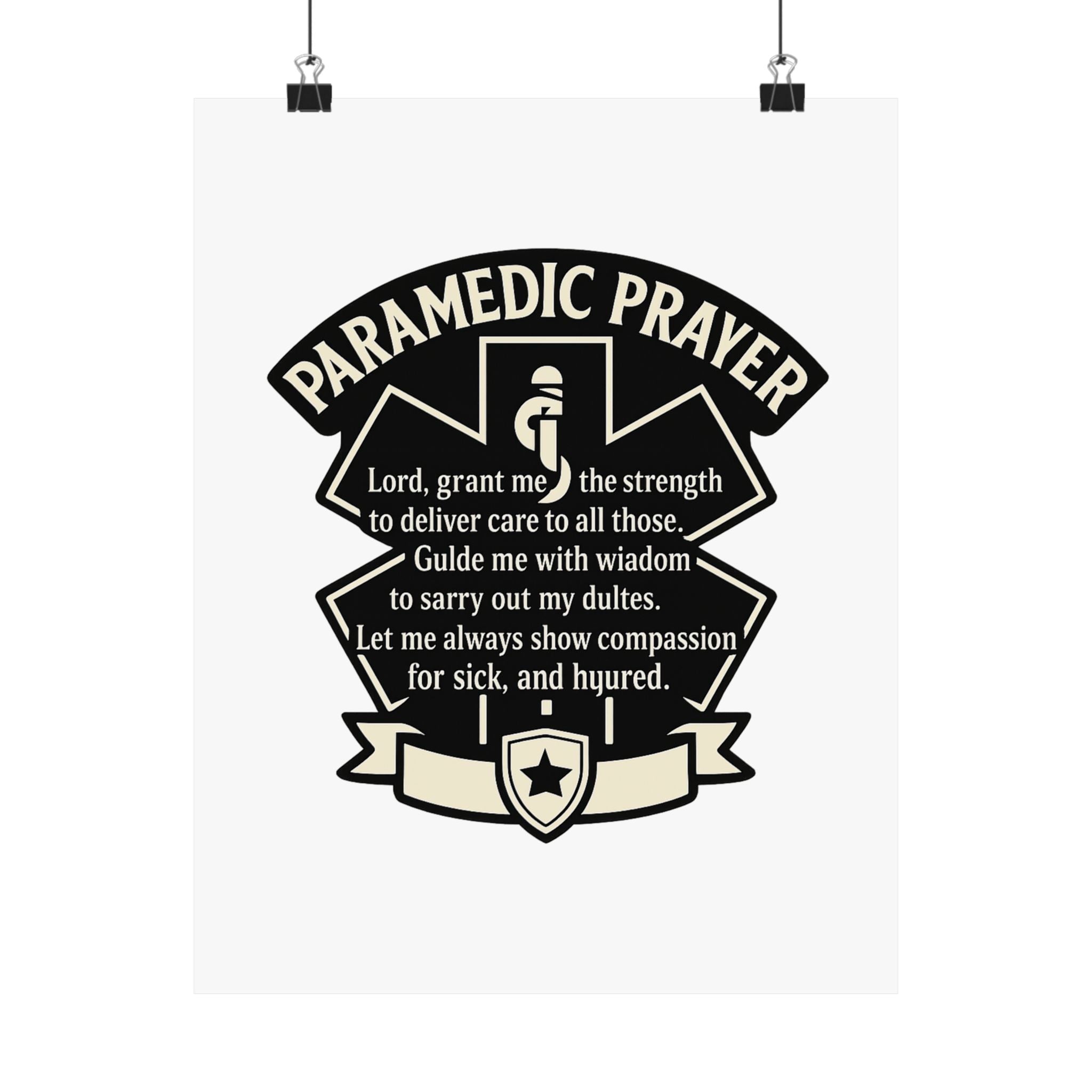 Paramedic Prayer Poster, EMS Gift, Star of Life Wall Art, Paramedic Graduation Gift, EMT Decor, First Responder Print, Thin White Line