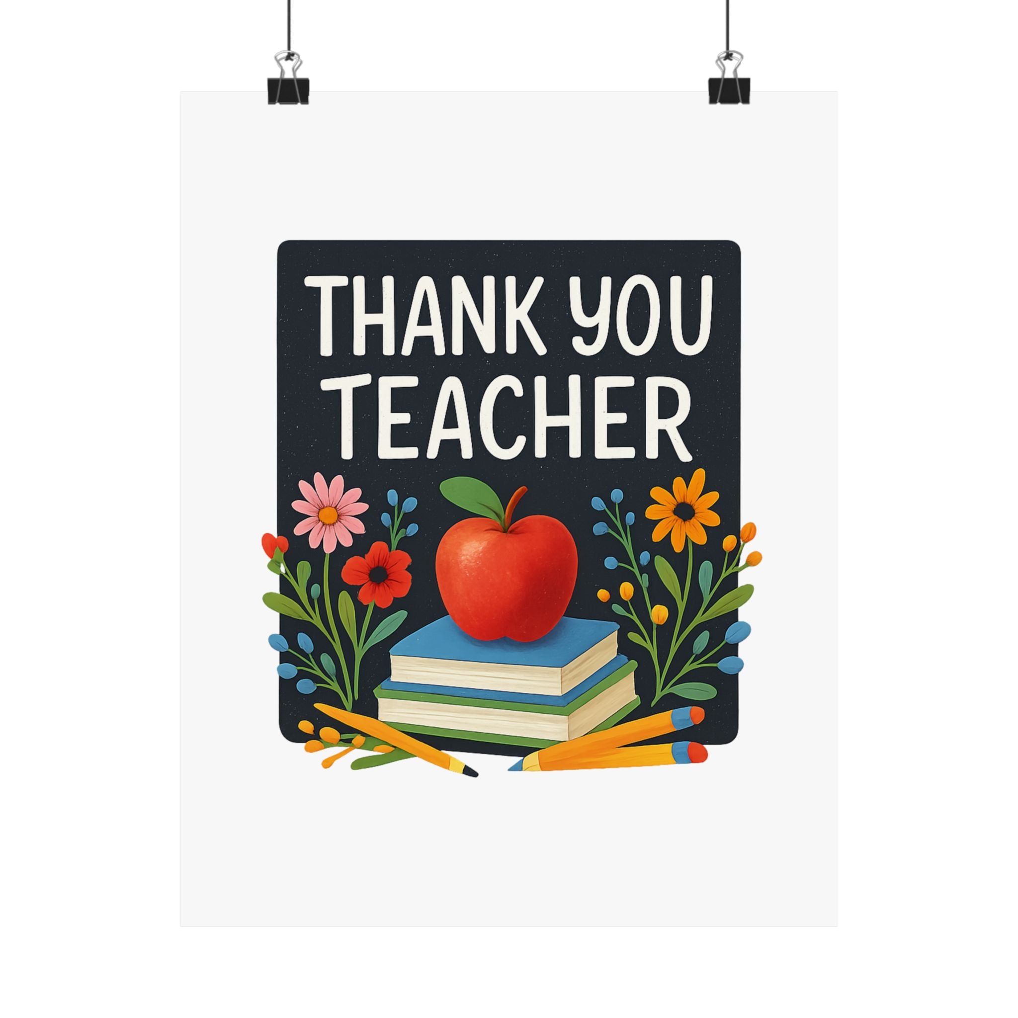 Thank You Teacher Gift Watercolor Wildflower Poster, Classroom Decor, End of School Year Gift, Teacher Appreciation Print