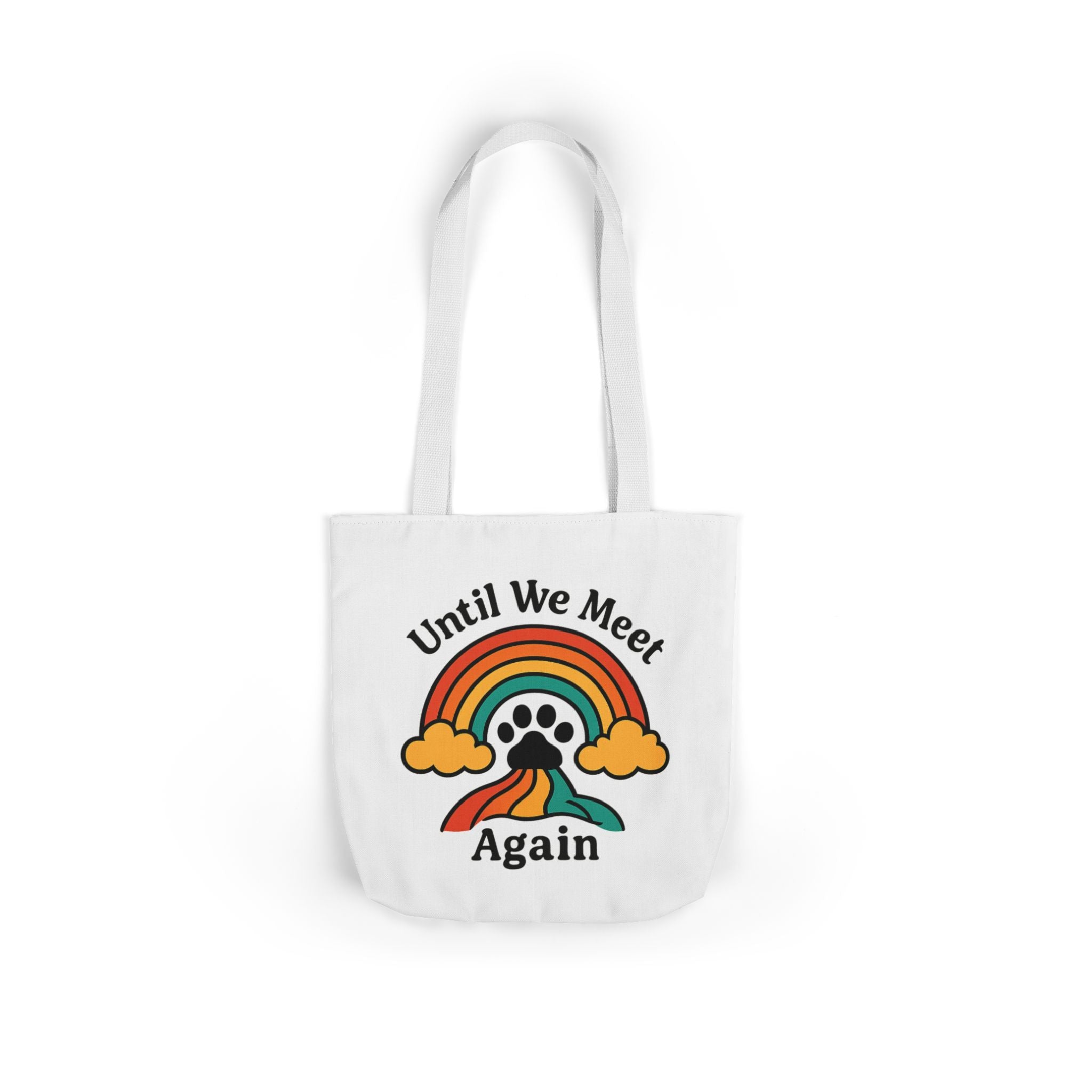 Rainbow Bridge Pet Memorial Tote Bag, Pet Loss Gift, Dog Cat Paw Print Remembrance Bag, Until We Meet Again Sympathy Gift