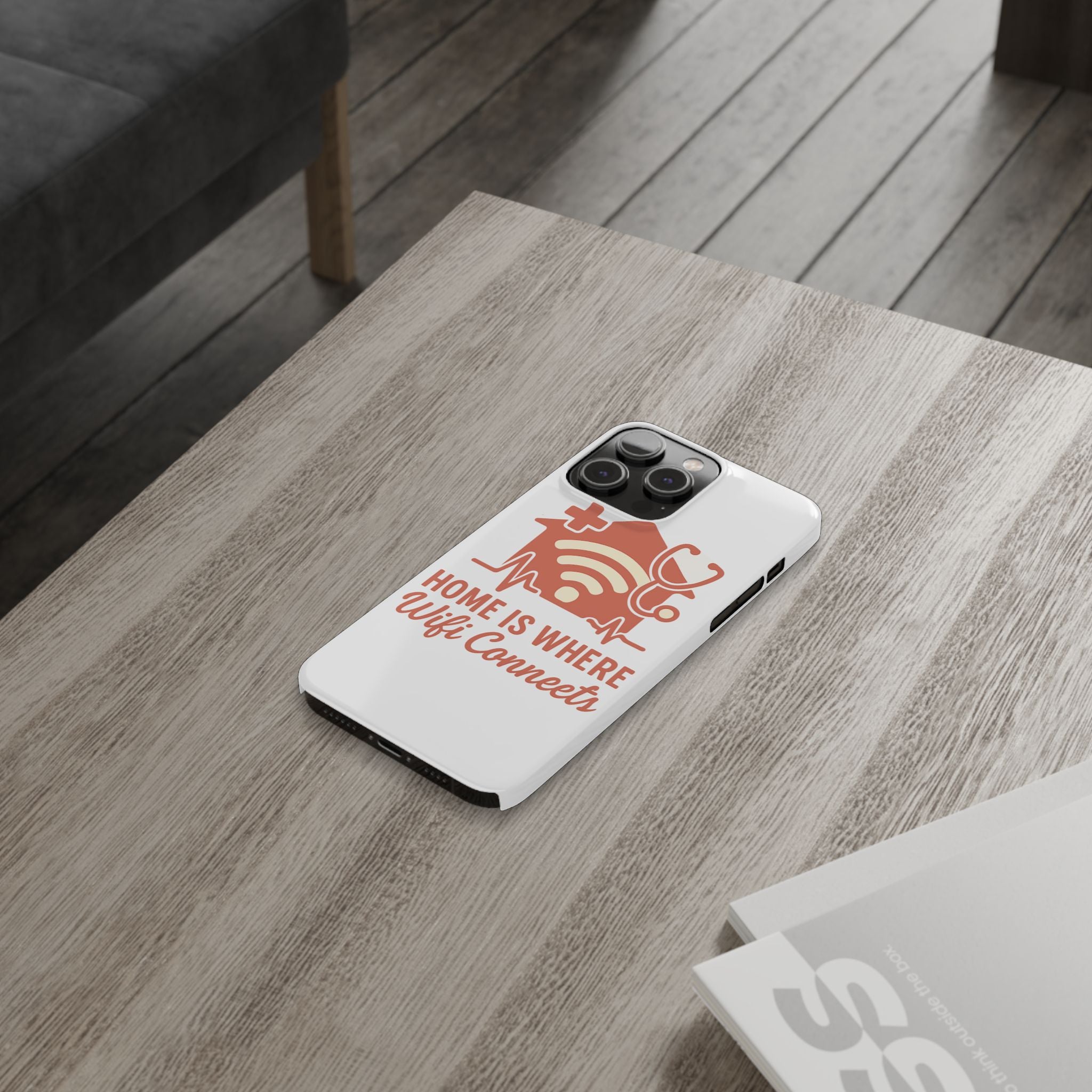 Home Is Where WiFi Connects Phone Case | Funny Tech Lover Gift | Minimalist House Phone Cover | Millennial Gen Z Humor Case