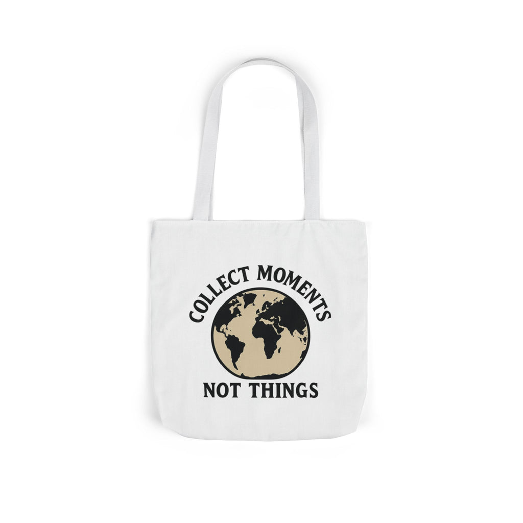 Travel Tote Bag Wanderlust Gift, Collect Moments Not Things Canvas Tote, World Map Tote Bag for Women, Traveler Gift Adventure Lover