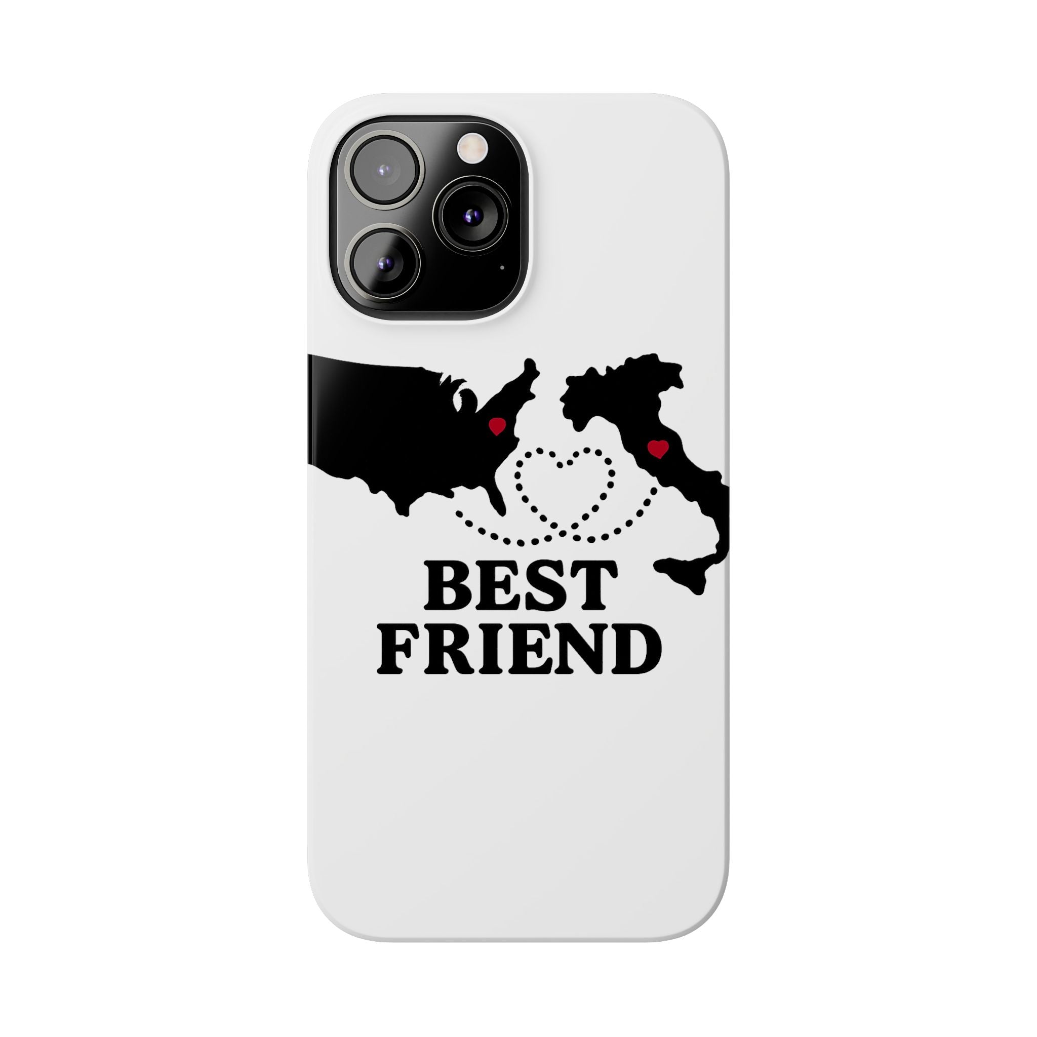 Long Distance Friendship Phone Case Personalized Coordinates Gift Best Friend Custom Location Map Heart Connection BFF