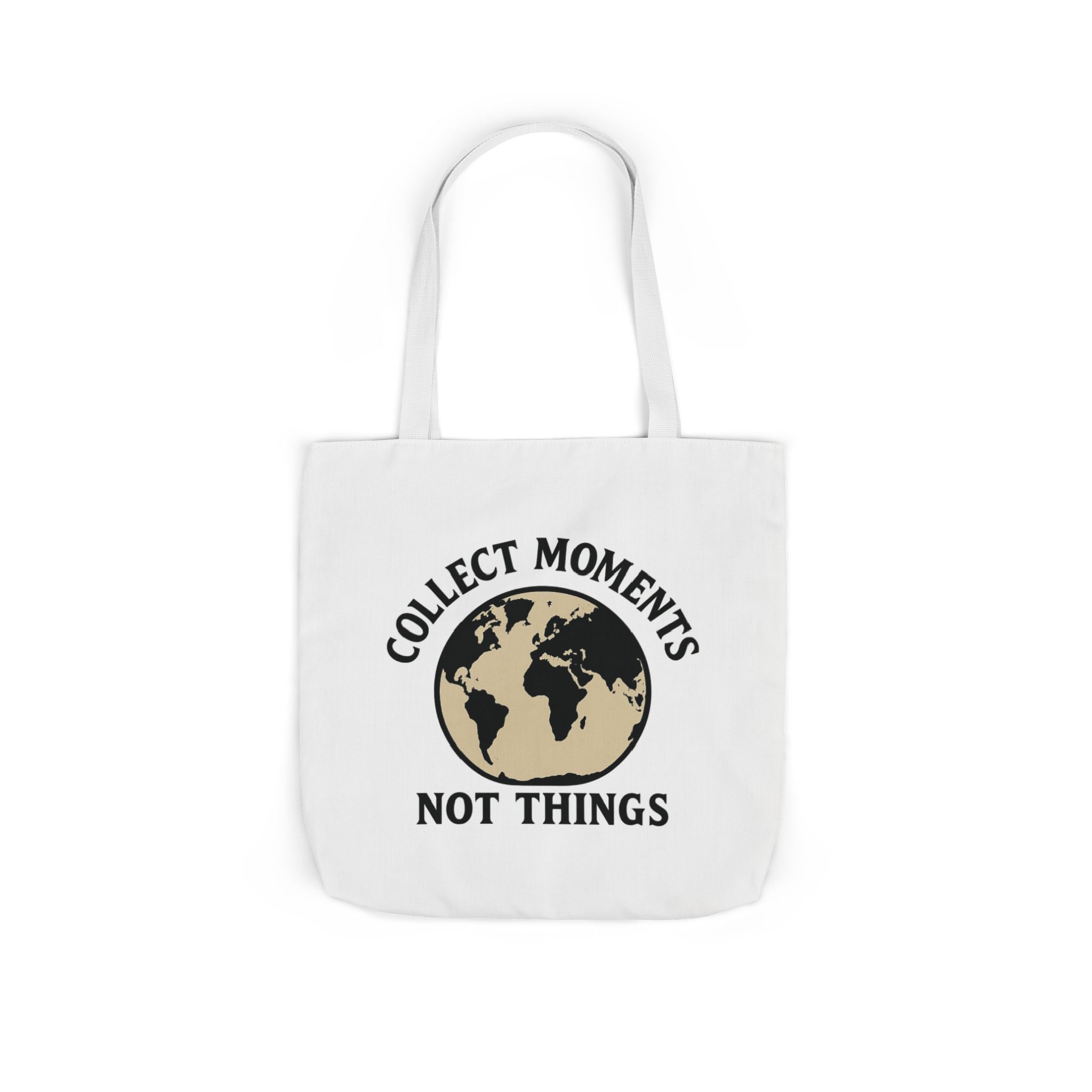 Travel Tote Bag Wanderlust Gift, Collect Moments Not Things Canvas Tote, World Map Tote Bag for Women, Traveler Gift Adventure Lover