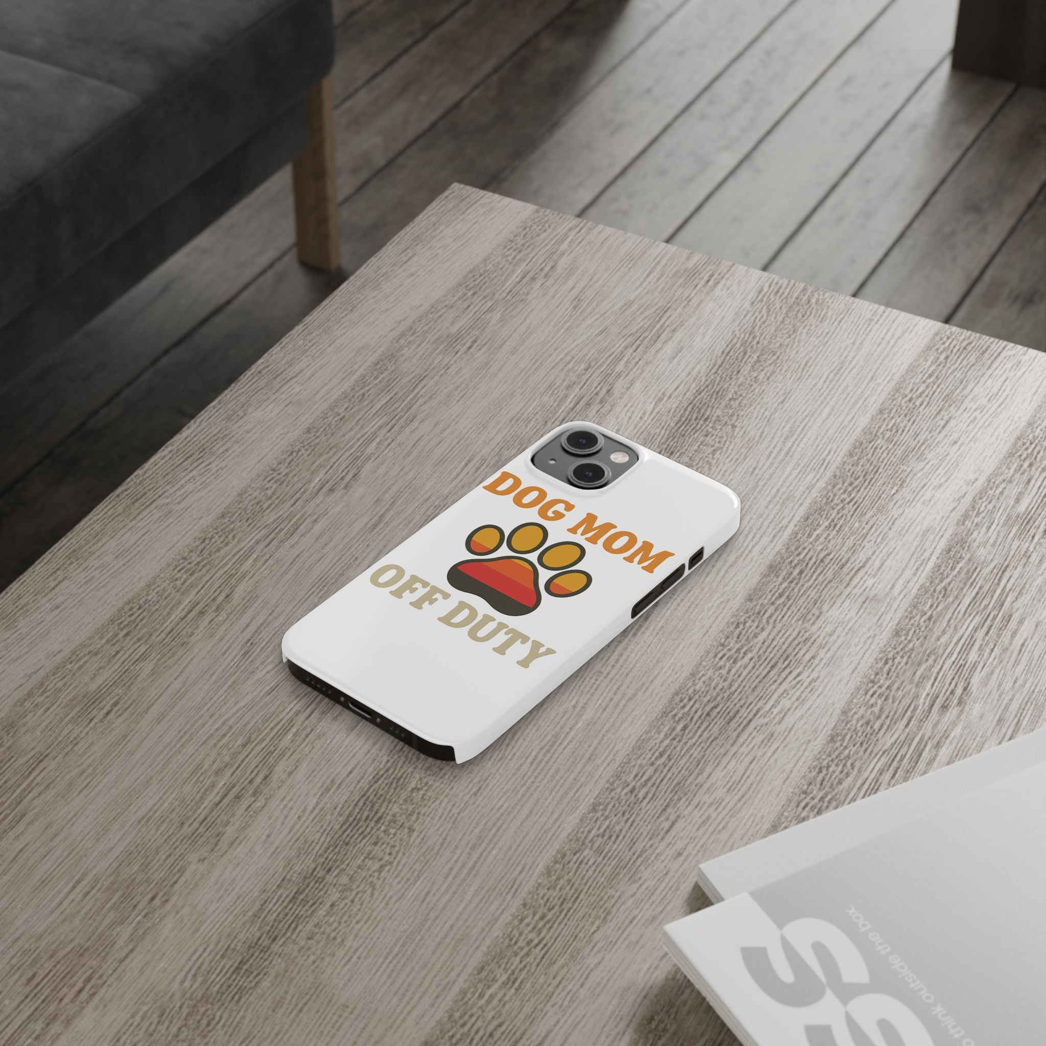 Dog Mom Off Duty Phone Case Retro 70s Vintage Dog Lover Gift Paw Print iPhone Samsung Galaxy Case Funny Pet Owner Gift