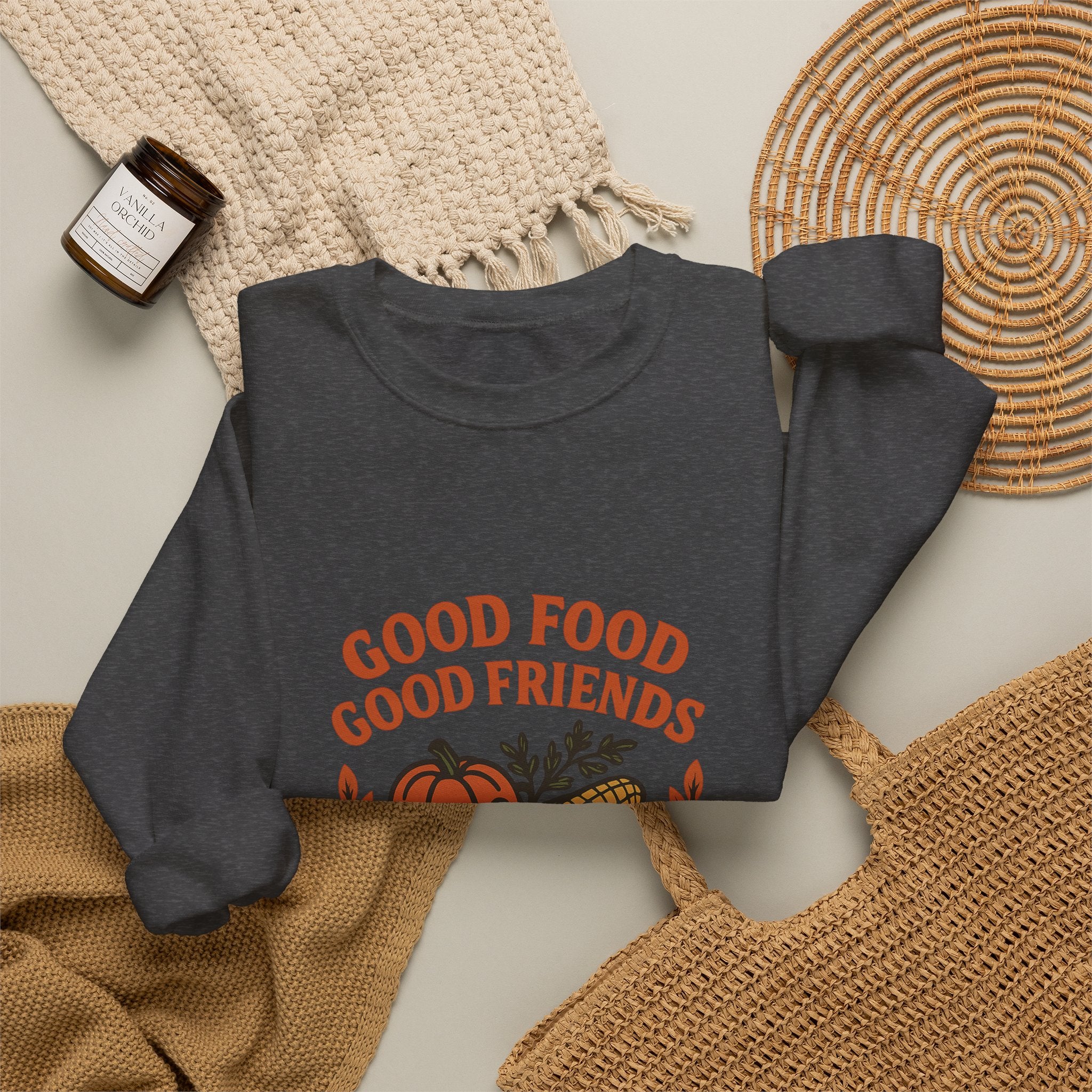 Good Food Good Friends Grateful Heart Sweatshirt, Thanksgiving Hostess Gift, Cooking Sweatshirt, Kitchen Lover Gift, Autumn Cozy Top