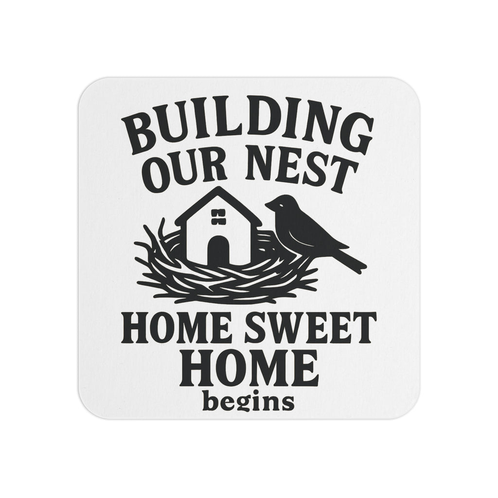 Housewarming Gift Coaster Set, New Home Gift for Couple, Building Our Nest Cork Coasters, Farmhouse Home Sweet Home Decor