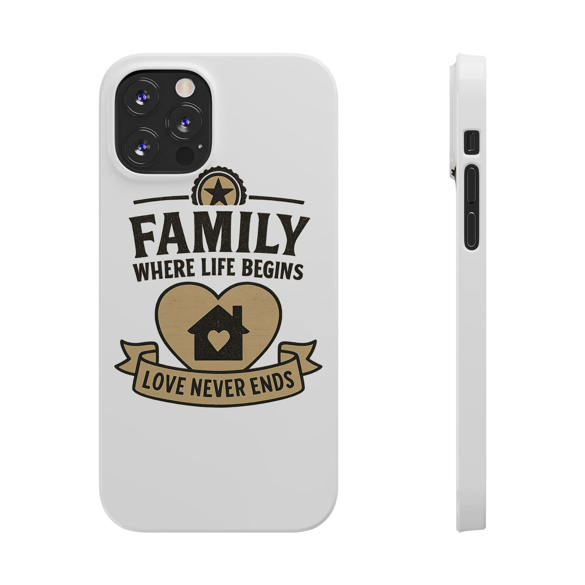 Family Where Life Begins Love Never Ends Phone Case, Rustic Farmhouse Gift for Mom Grandma, Mother's Day Gift, Heart Home Decor