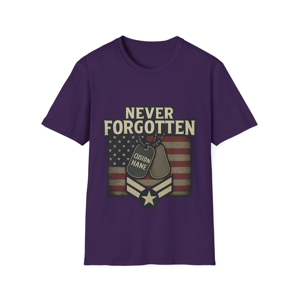 Never Forgotten Veteran Memorial Shirt Custom Name Military Tribute Tee Gold Star Family Gift Personalized Remembrance Tshirt
