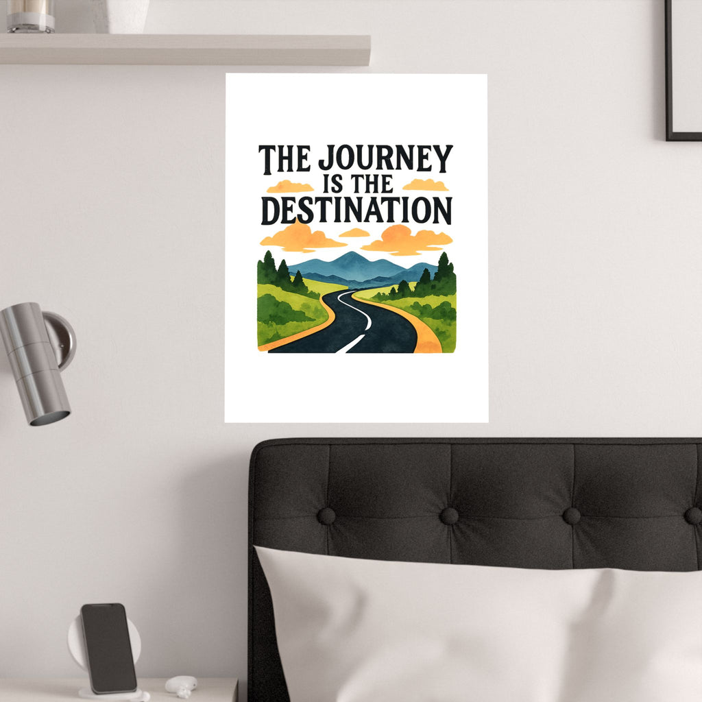 The Journey Is The Destination Print Watercolor Road Trip Poster Inspirational Quote Wall Art Travel Decor Wanderlust Gift