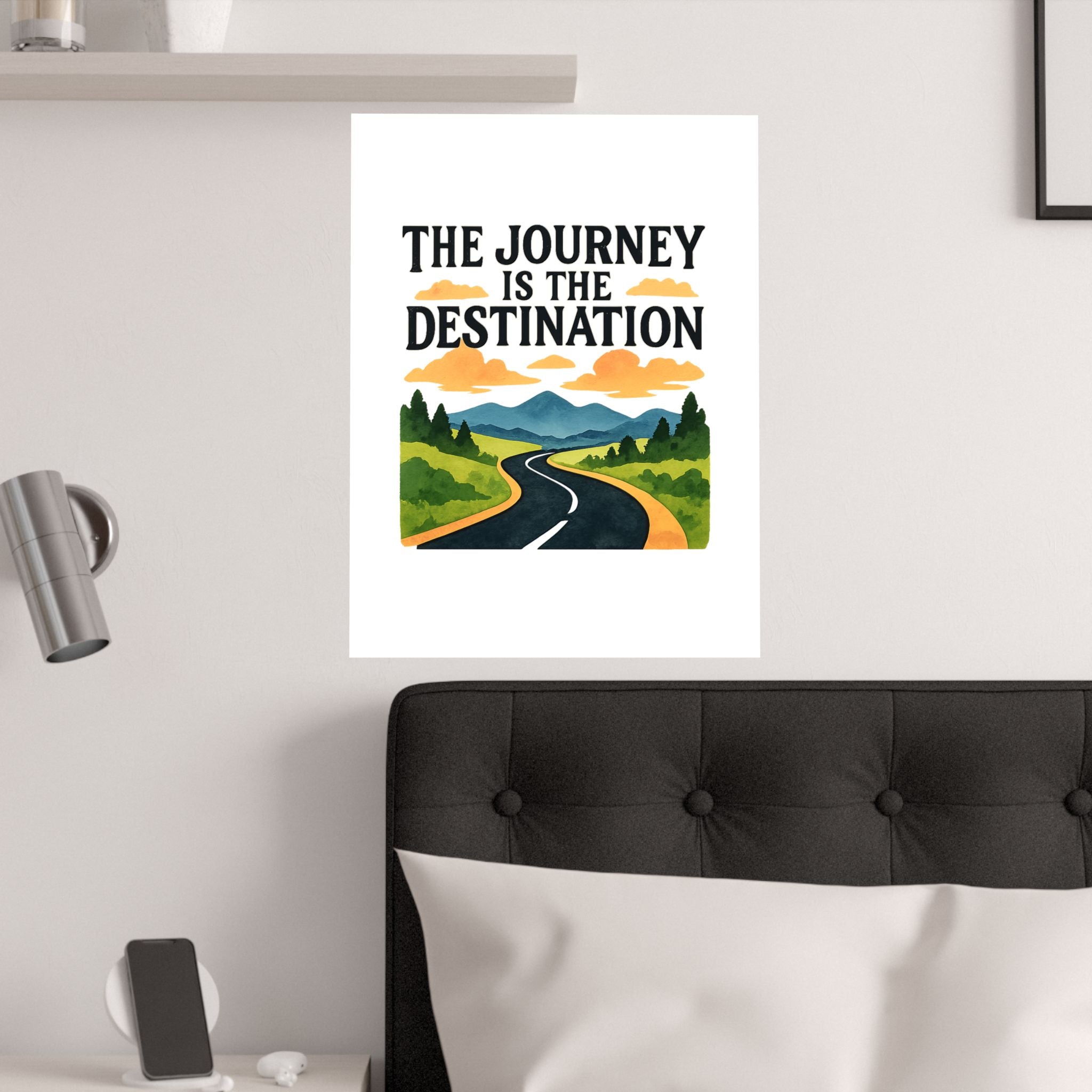The Journey Is The Destination Print Watercolor Road Trip Poster Inspirational Quote Wall Art Travel Decor Wanderlust Gift