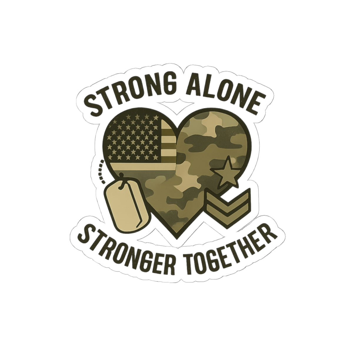 Military Deployment Sticker Strong Alone Stronger Together Camouflage Heart Military Spouse Gift Patriotic励 Army Navy Support