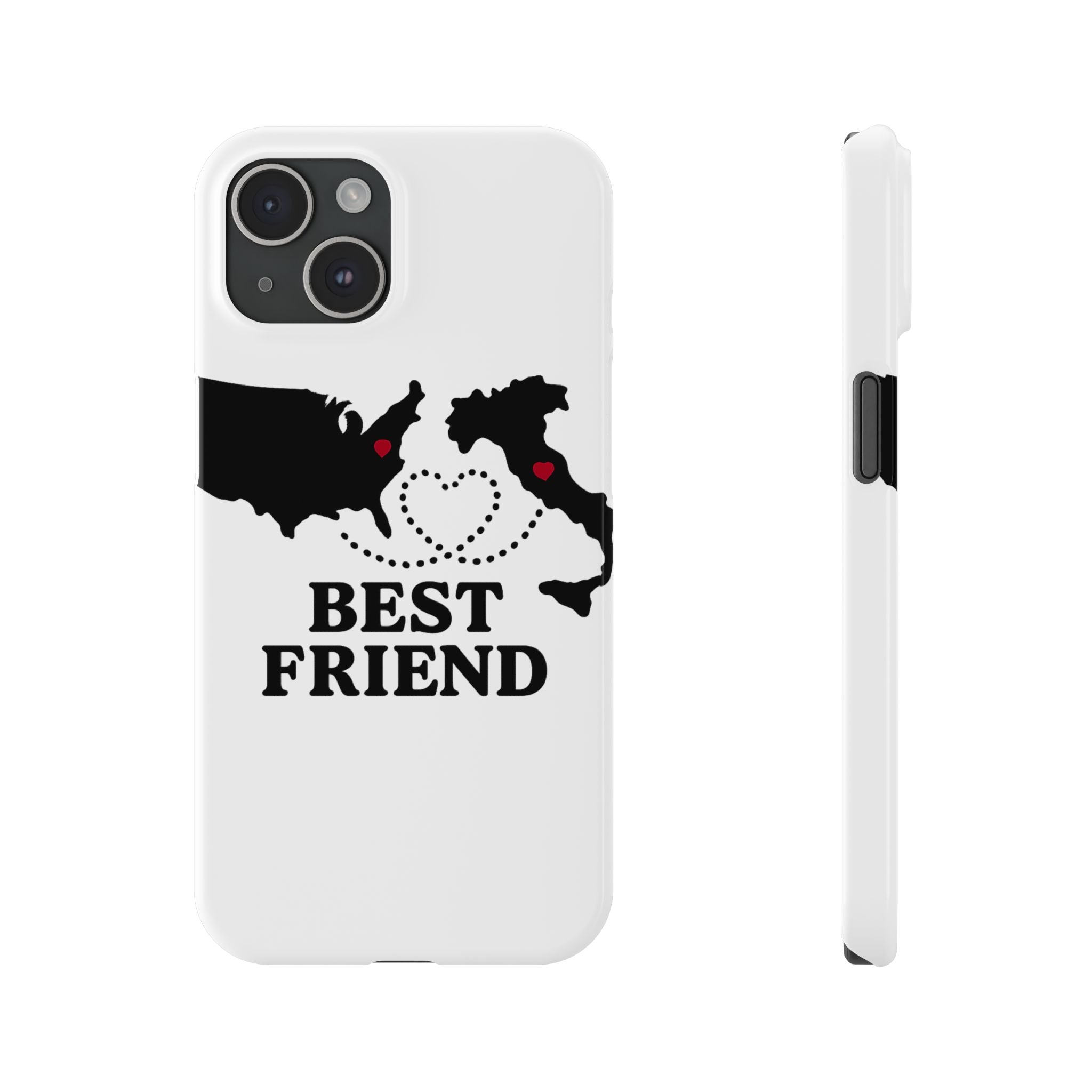 Long Distance Friendship Phone Case Personalized Coordinates Gift Best Friend Custom Location Map Heart Connection BFF
