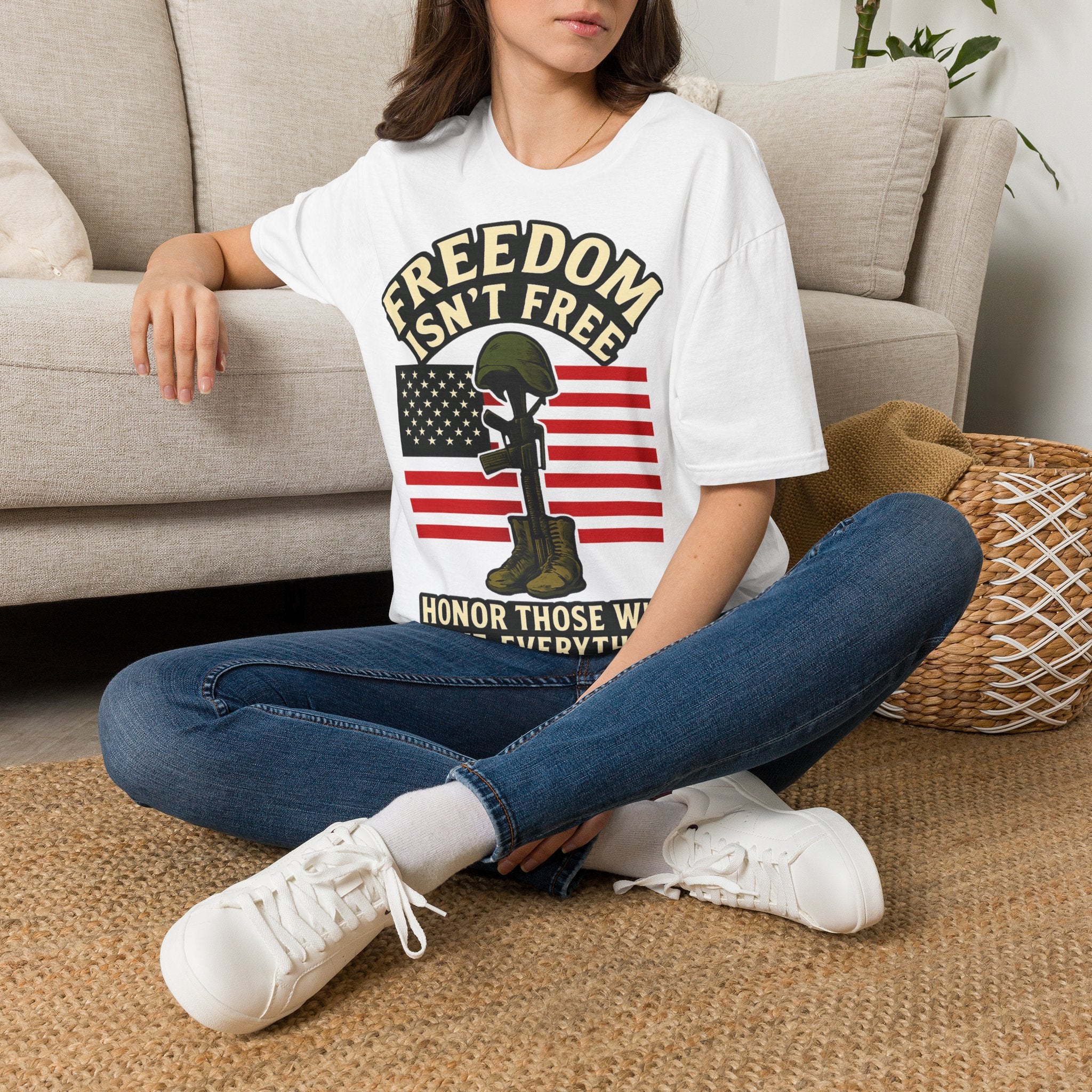 Freedom Isn't Free Shirt Veterans Day Memorial Tribute Tshirt Military Sacrifice Patriotic Remembrance Gift Battlefield Cross Tee