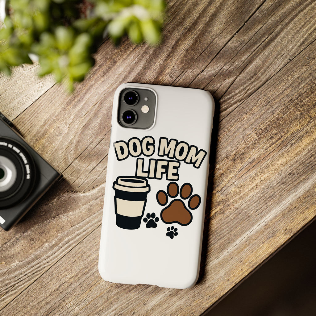 Dog Mom Life Phone Case, Coffee & Paws Illustrated Design, Gift for Dog Lover, Pet Parent Phone Case, Dog Owner Gift