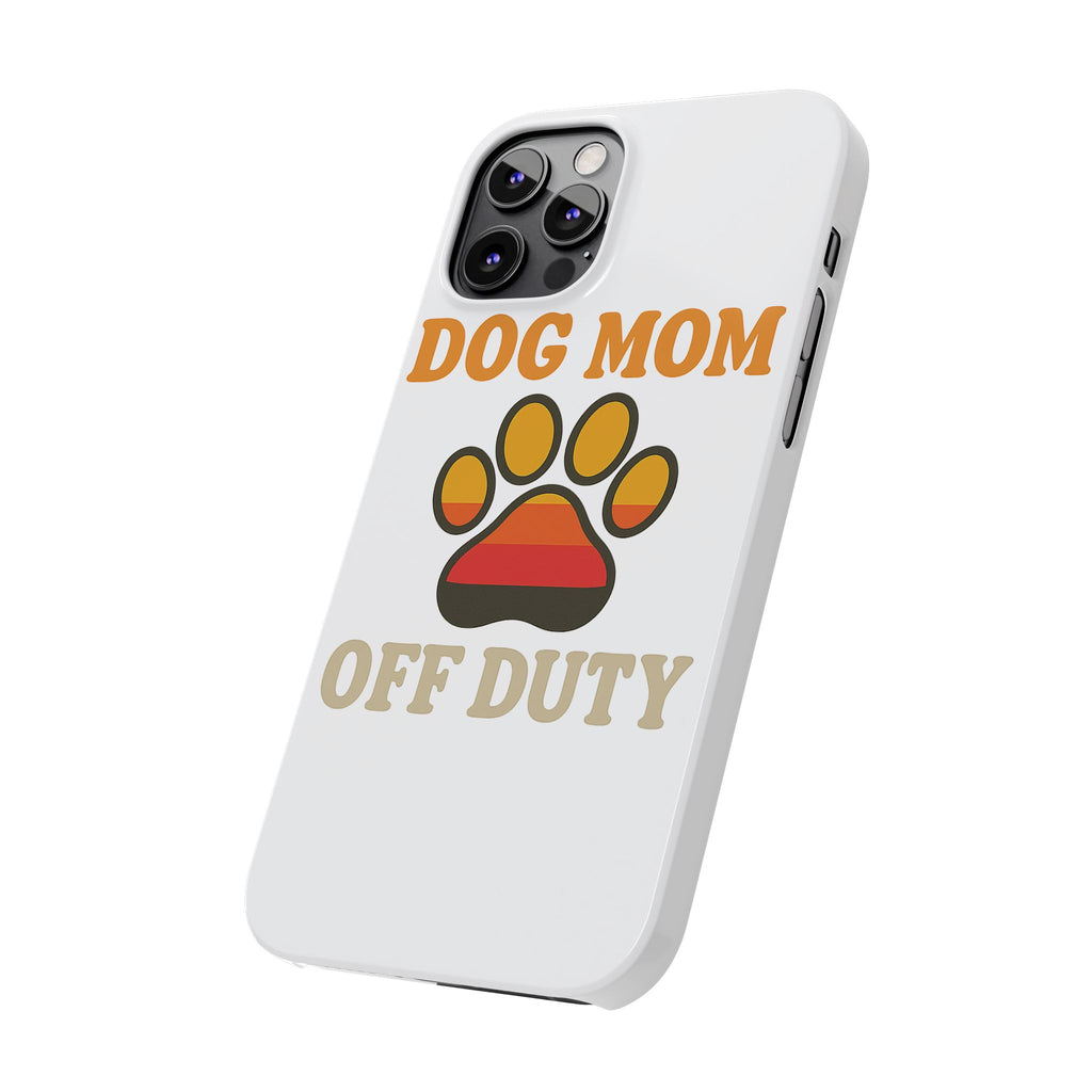 Dog Mom Off Duty Phone Case Retro 70s Vintage Dog Lover Gift Paw Print iPhone Samsung Galaxy Case Funny Pet Owner Gift
