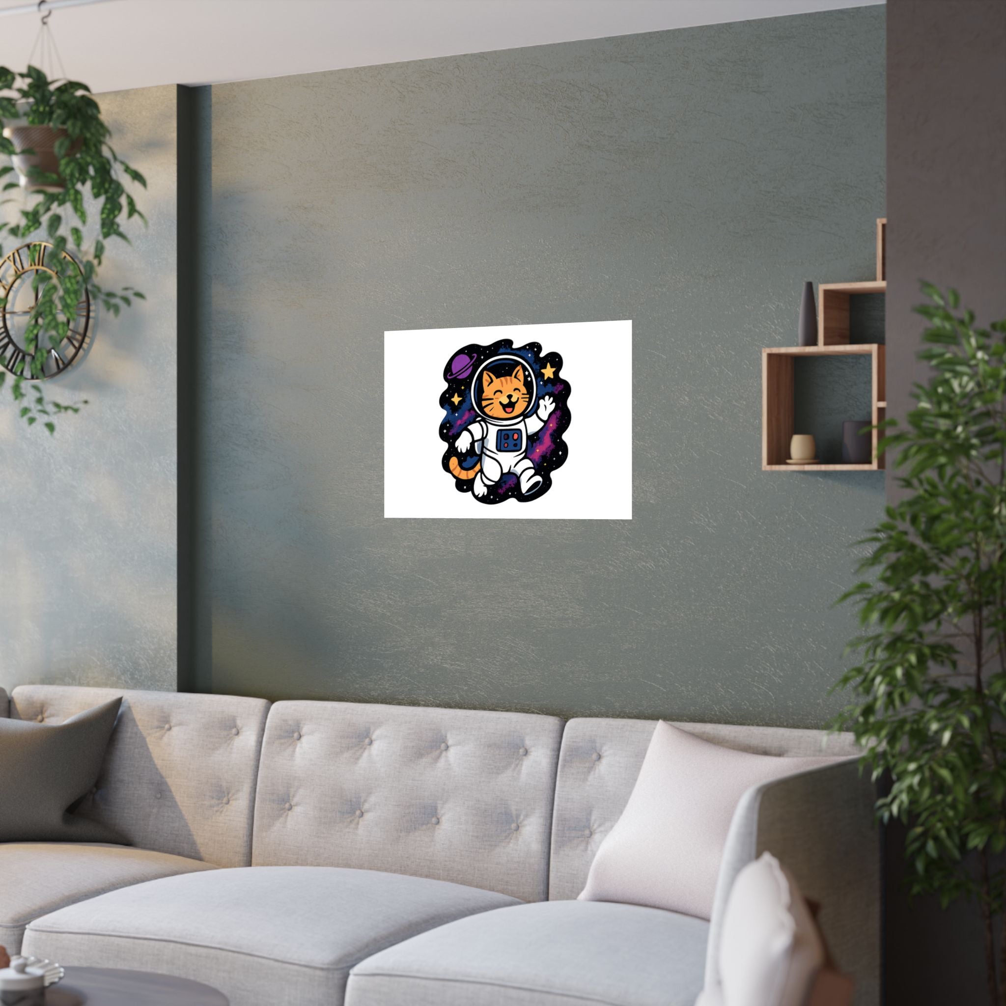 Cat Astronaut Galaxy Poster, Space Cat Wall Art, Funny Cat Lover Gift, Nebula Cat Print, Whimsical Space Room Decor, Quirky Wall Art