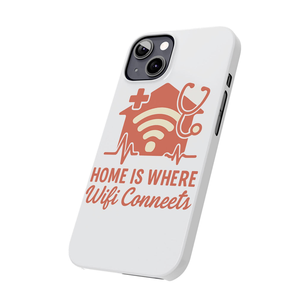 Home Is Where WiFi Connects Phone Case | Funny Tech Lover Gift | Minimalist House Phone Cover | Millennial Gen Z Humor Case