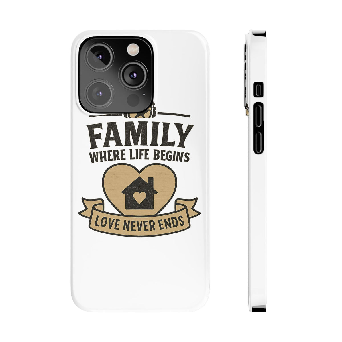 Family Where Life Begins Love Never Ends Phone Case, Rustic Farmhouse Gift for Mom Grandma, Mother's Day Gift, Heart Home Decor