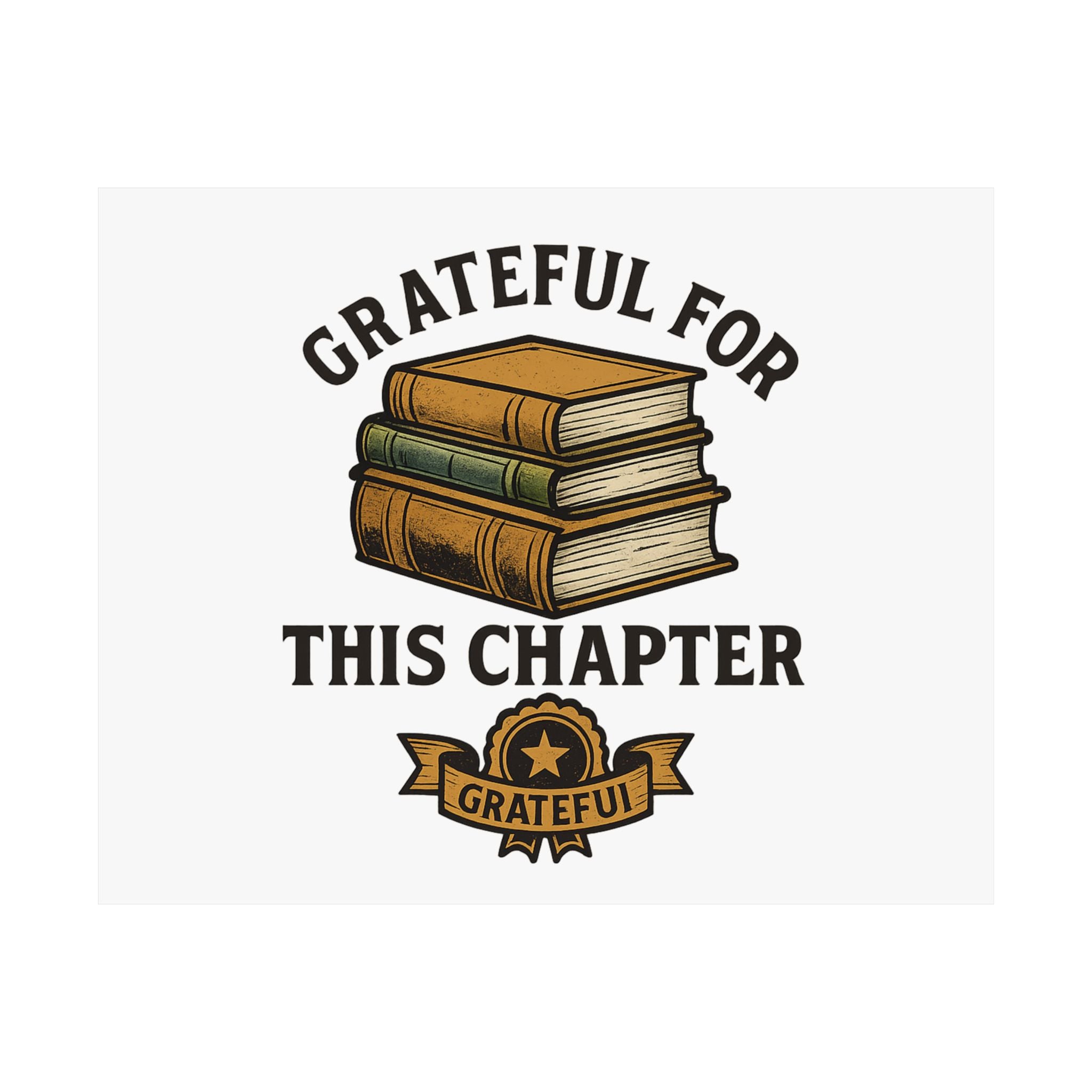 Grateful For This Chapter Book Lover Poster | Vintage Book Stack Wall Art | Literary Gift | Graduation Gift | New Home Decor