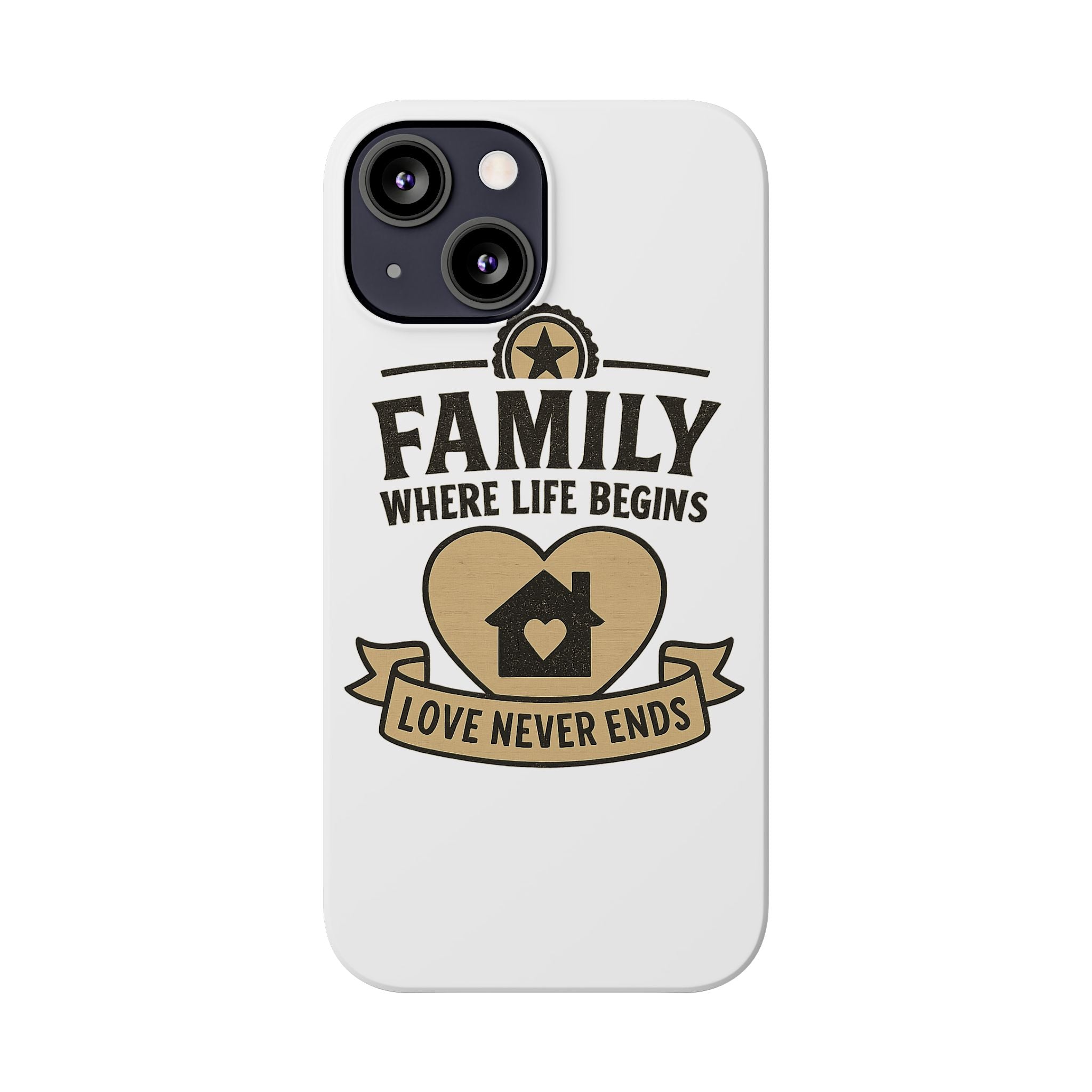 Family Where Life Begins Love Never Ends Phone Case, Rustic Farmhouse Gift for Mom Grandma, Mother's Day Gift, Heart Home Decor