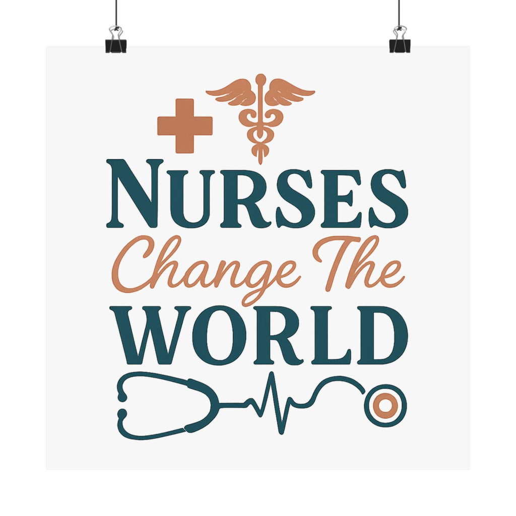Nurse Motivation Poster, Nurses Change The World Wall Art, Nursing Graduation Gift, Nurse Office Decor, Medical Typography Print