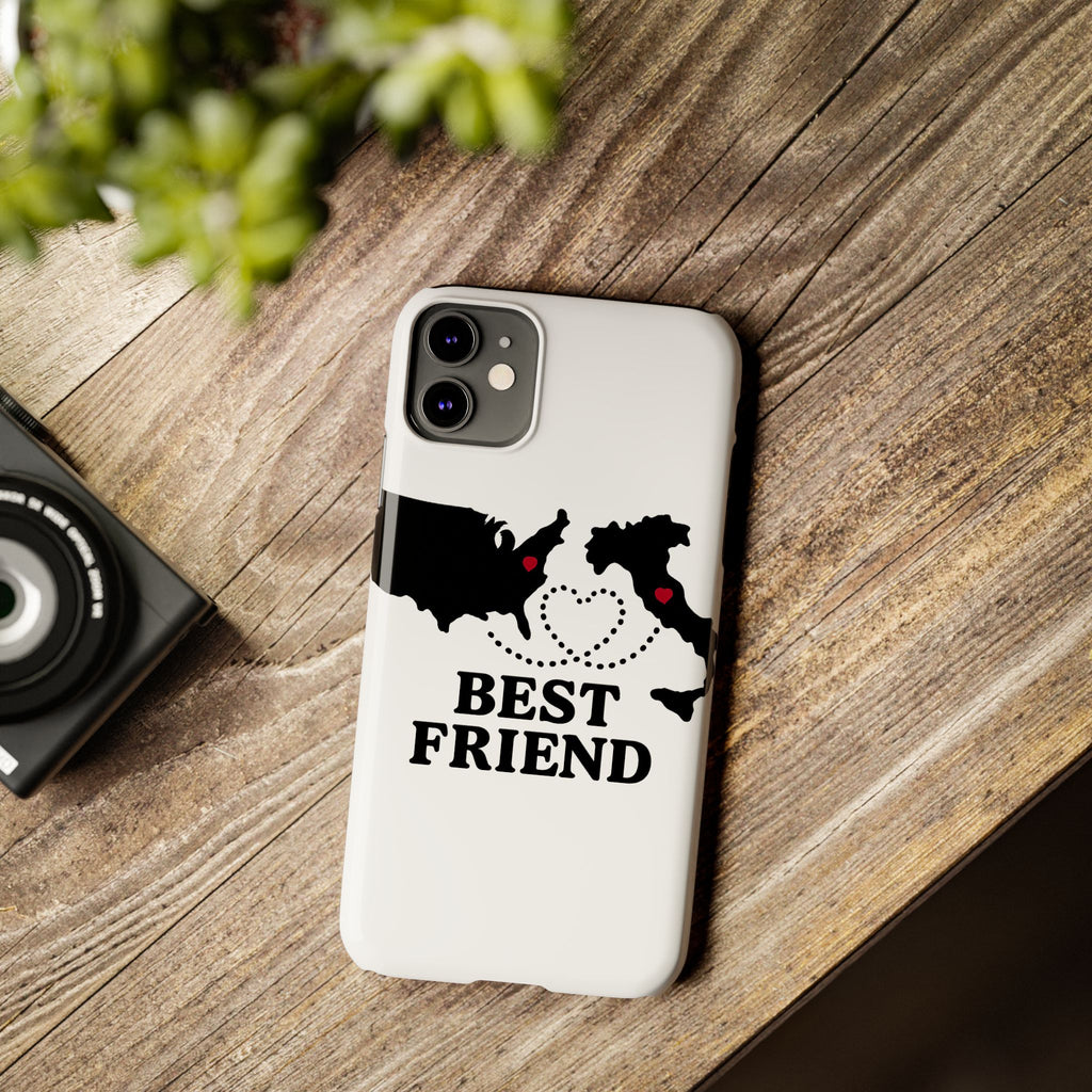 Long Distance Friendship Phone Case Personalized Coordinates Gift Best Friend Custom Location Map Heart Connection BFF