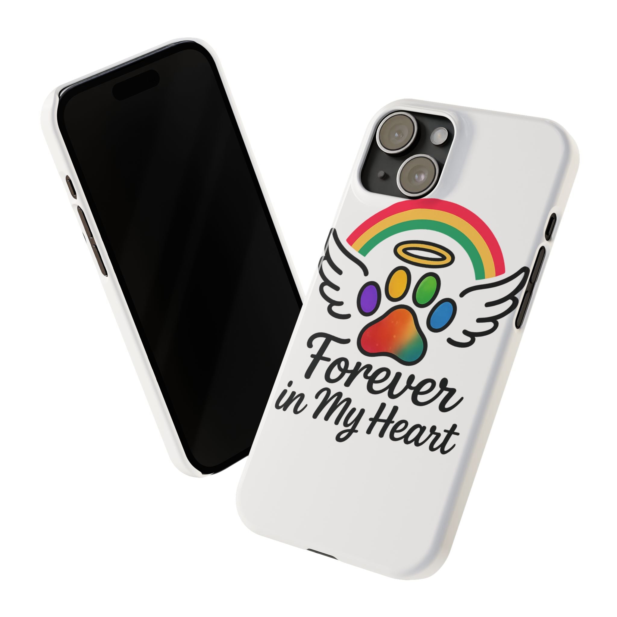Rainbow Bridge Pet Memorial Phone Case Forever in My Heart Dog Cat Loss Sympathy Gift Remembrance Watercolor Paw Print Angel Pet