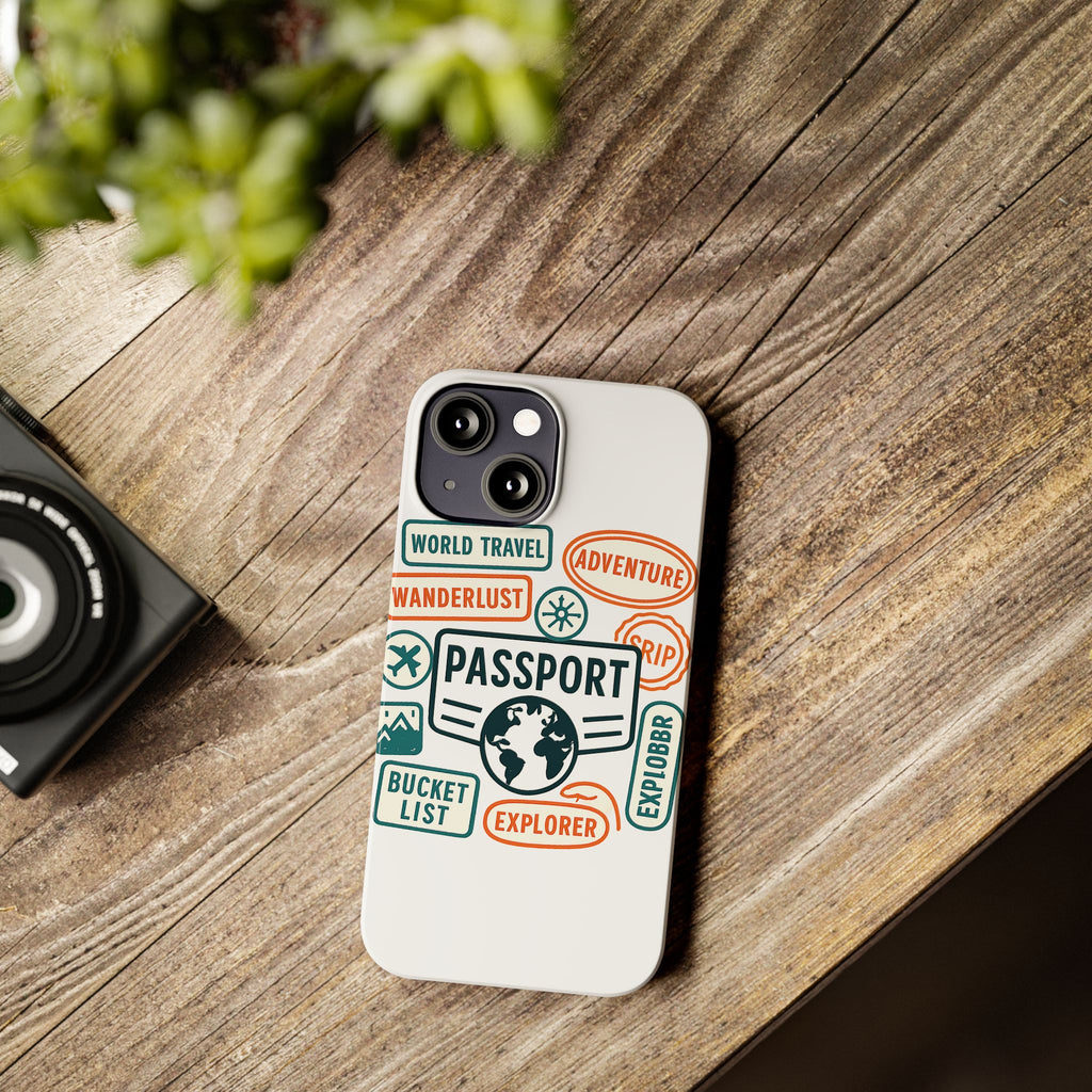 Passport Stamp Phone Case World Travel Gift Wanderlust Adventure Traveler Bucket List Globetrotter Trip Souvenir Explorer Map