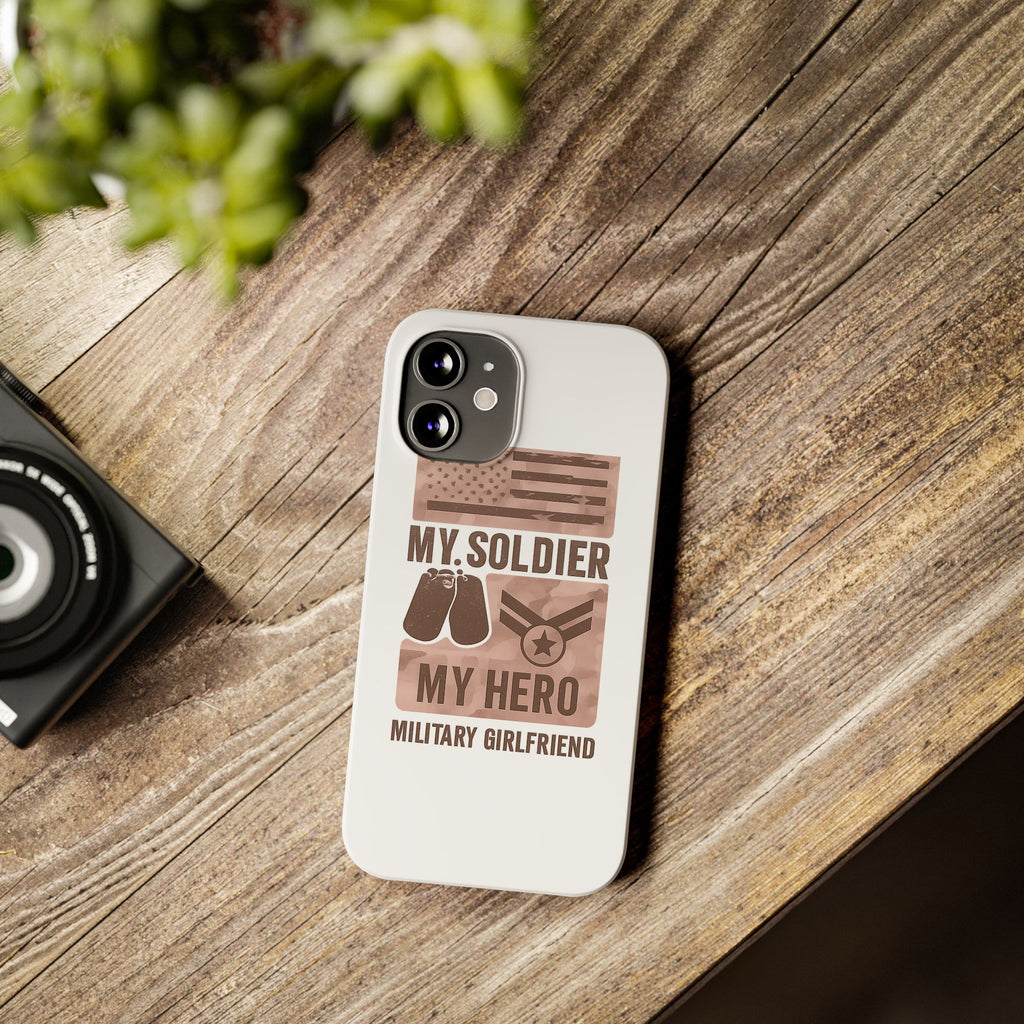 Military Girlfriend Phone Case Rose Gold Camouflage My Soldier My Hero Gift for Army Navy Air Force Girlfriend