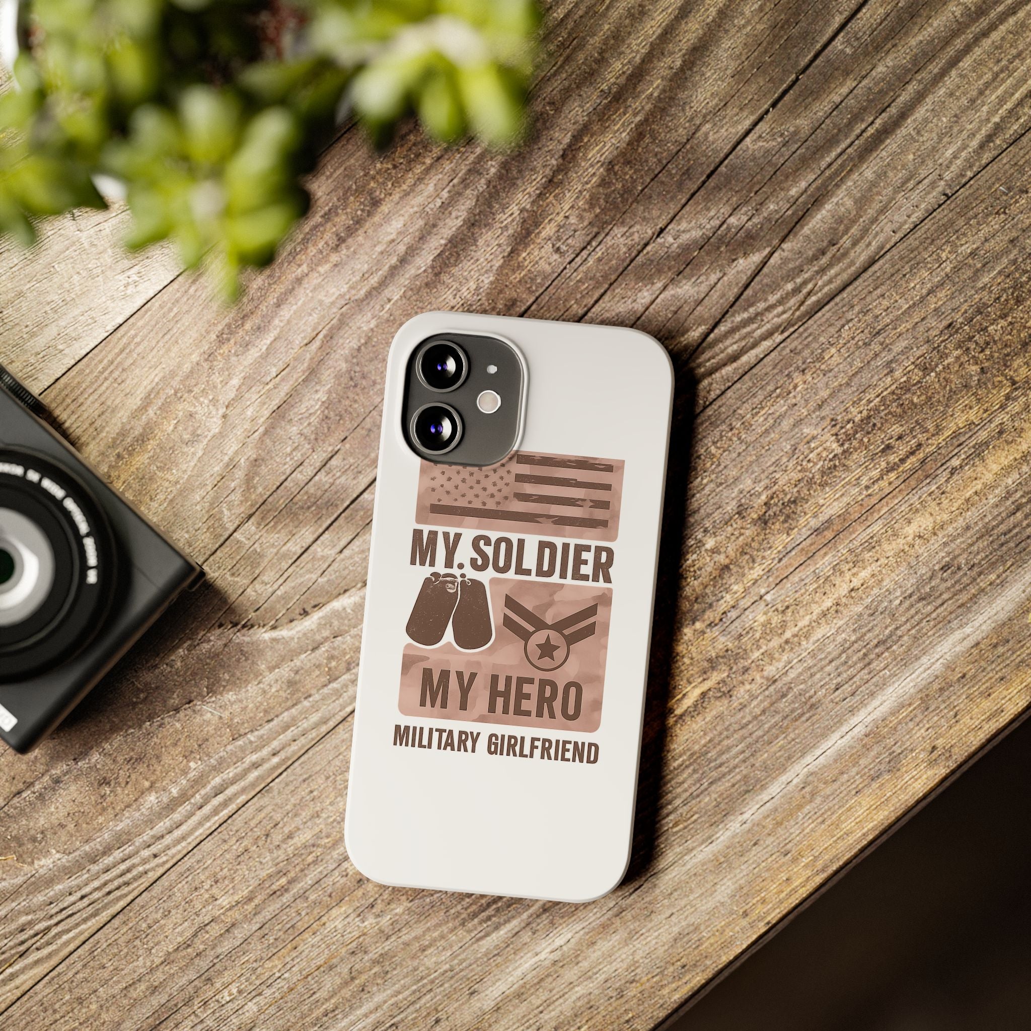 Military Girlfriend Phone Case Rose Gold Camouflage My Soldier My Hero Gift for Army Navy Air Force Girlfriend
