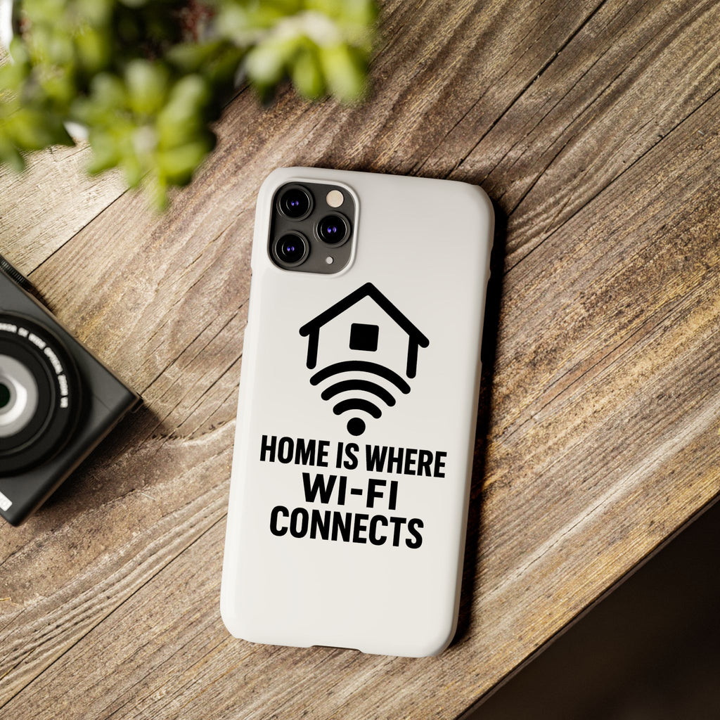 Home Is Where WiFi Connects Phone Case Funny Millennial Gift Tech Lover Housewarming Present Modern Minimalist Humor Gift