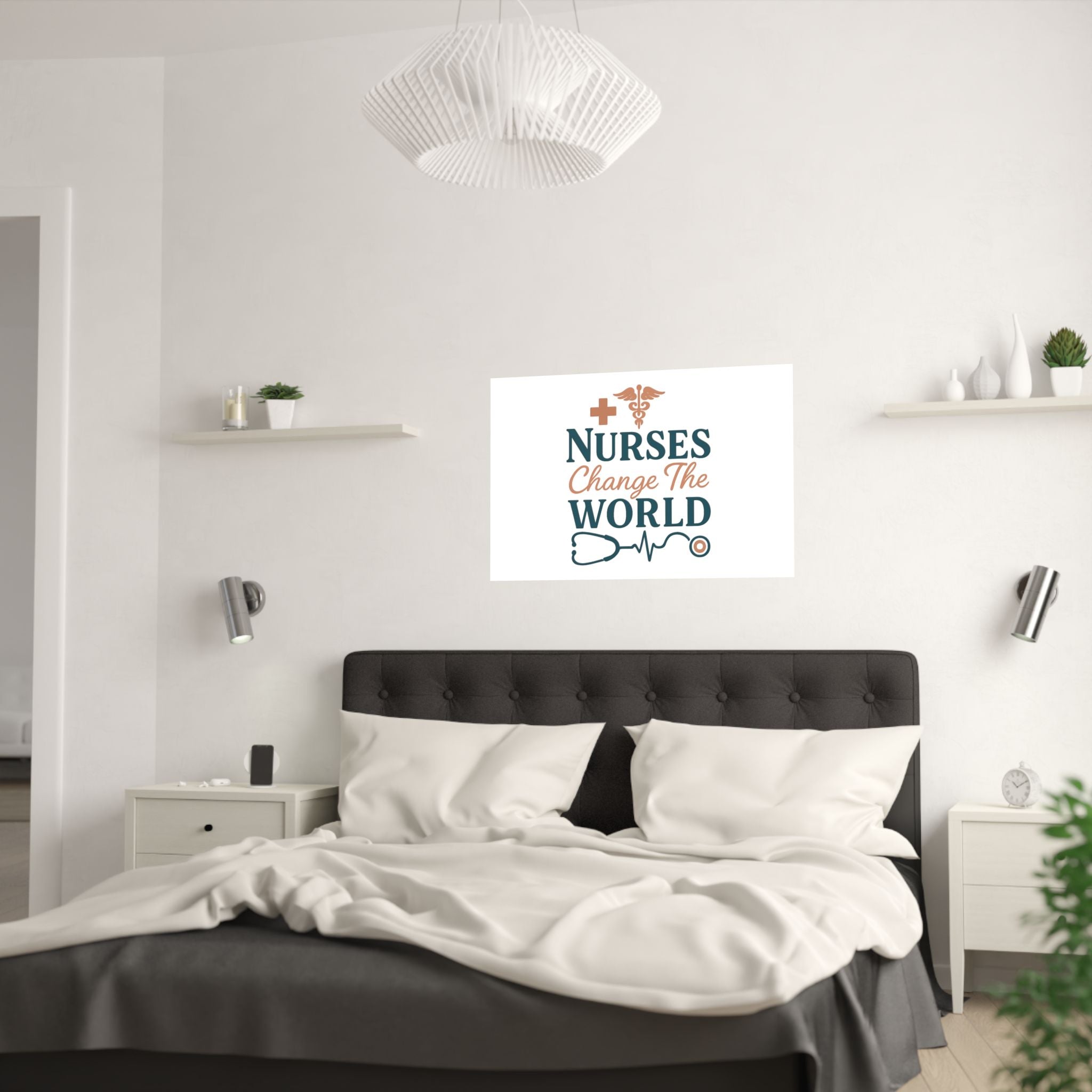 Nurse Motivation Poster, Nurses Change The World Wall Art, Nursing Graduation Gift, Nurse Office Decor, Medical Typography Print