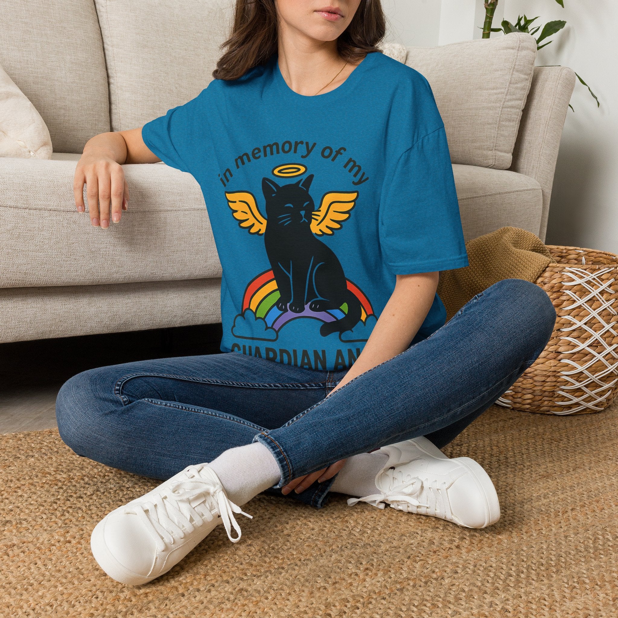 Rainbow Bridge Cat Memorial Shirt, Guardian Angel Cat Tshirt, Pet Loss Sympathy Gift, Cat Remembrance Shirt, Cat Lover Grief Gift