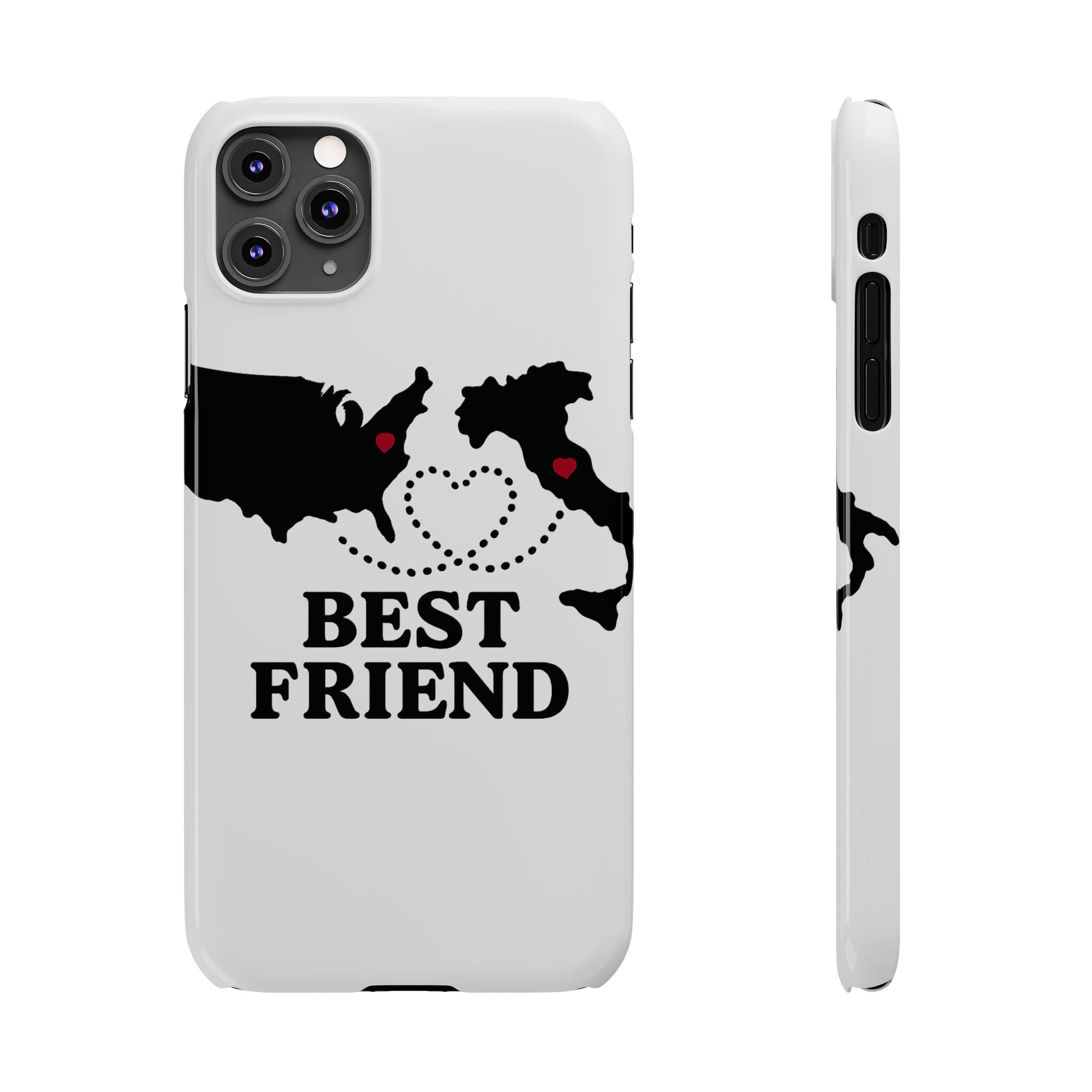 Long Distance Friendship Phone Case Personalized Coordinates Gift Best Friend Custom Location Map Heart Connection BFF