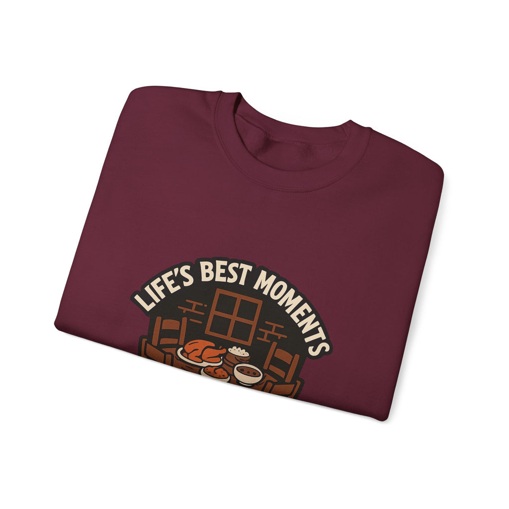 Life's Best Moments At The Table Sweatshirt, Family Dinner Crewneck, Cozy Kitchen Gift for Mom, Farmhouse Comfort Food Lover
