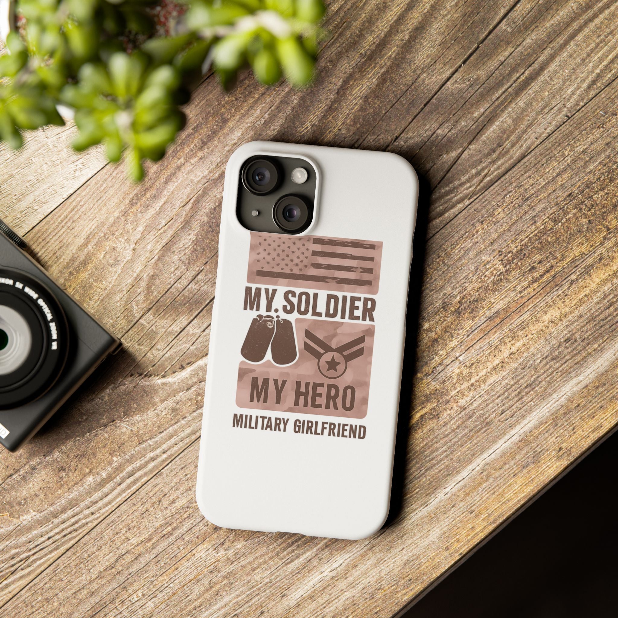 Military Girlfriend Phone Case Rose Gold Camouflage My Soldier My Hero Gift for Army Navy Air Force Girlfriend