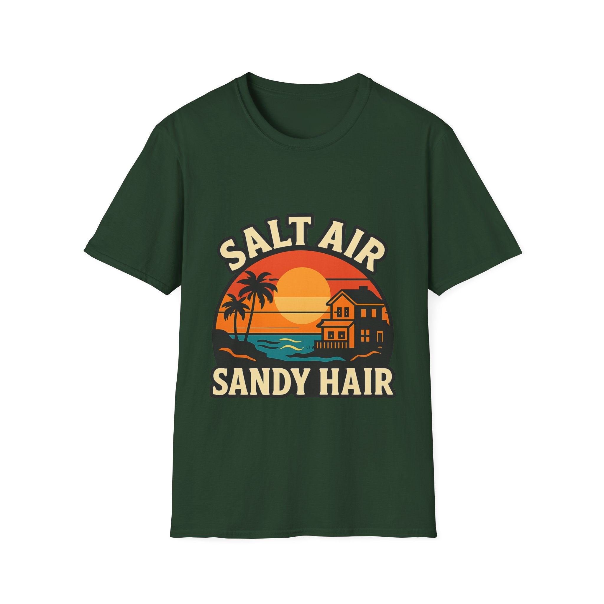 Beach Town Sunset Shirt, Coastal Living Tee, Salt Air Sandy Hair Beach Vacation Shirt, Ocean Vibes T-Shirt, Summer Travel Gift