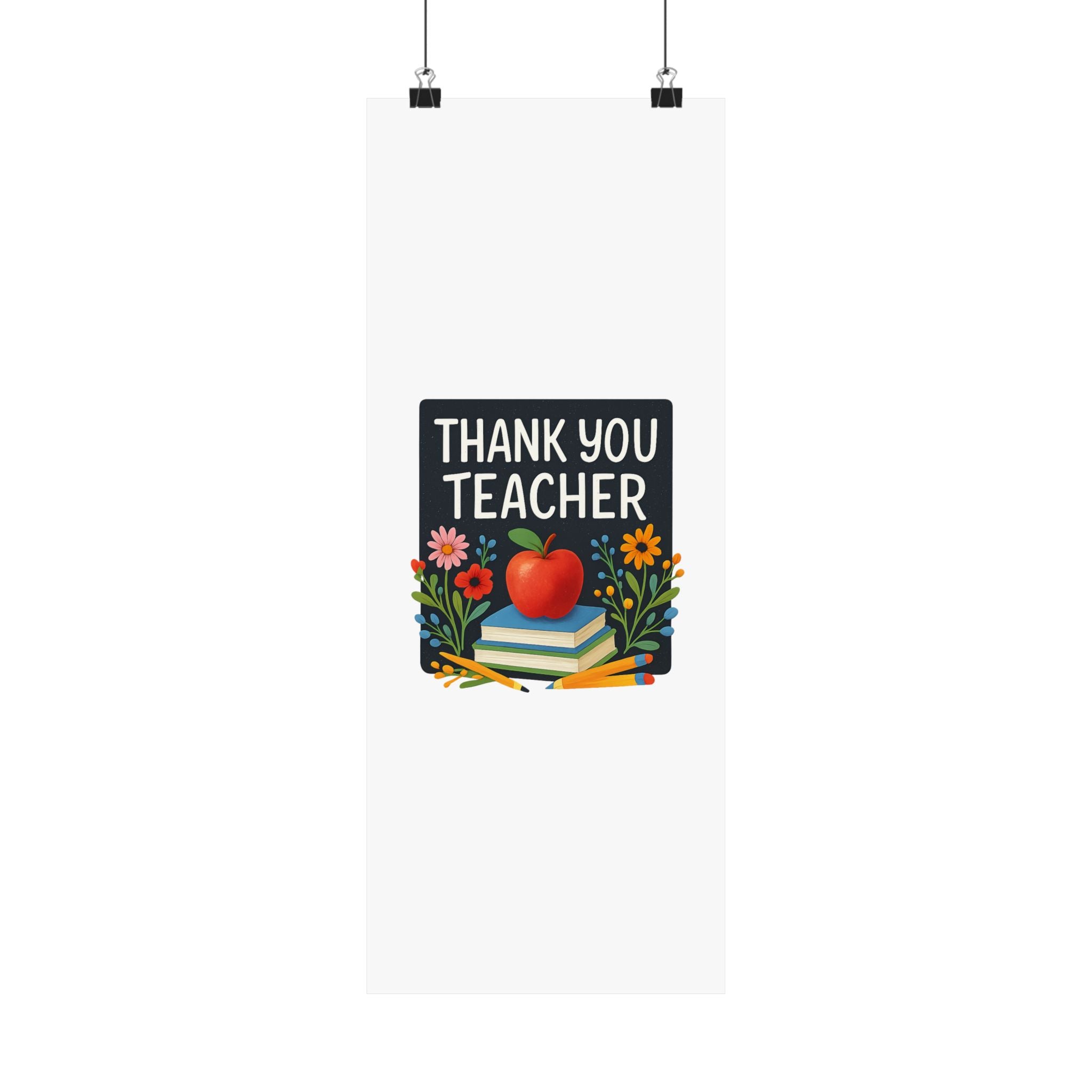 Thank You Teacher Gift Watercolor Wildflower Poster, Classroom Decor, End of School Year Gift, Teacher Appreciation Print