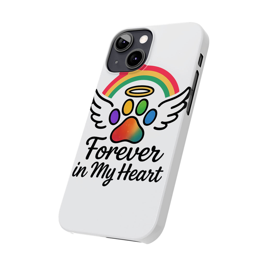 Rainbow Bridge Pet Memorial Phone Case Forever in My Heart Dog Cat Loss Sympathy Gift Remembrance Watercolor Paw Print Angel Pet