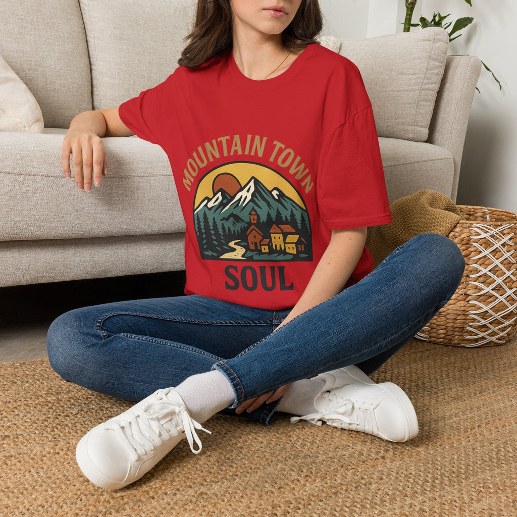 Mountain Town Soul Vintage Hiking Tee Raised on Mountain Air Shirt Wilderness Outdoor Adventure Gift Alpine Heritage Retro Tshirt
