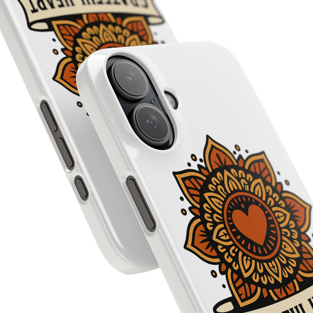 Grateful Heart Mandala Phone Case, Mindfulness Gift for Yoga Lover, Boho Gratitude Quote, Wellness Housewarming Gift Woman