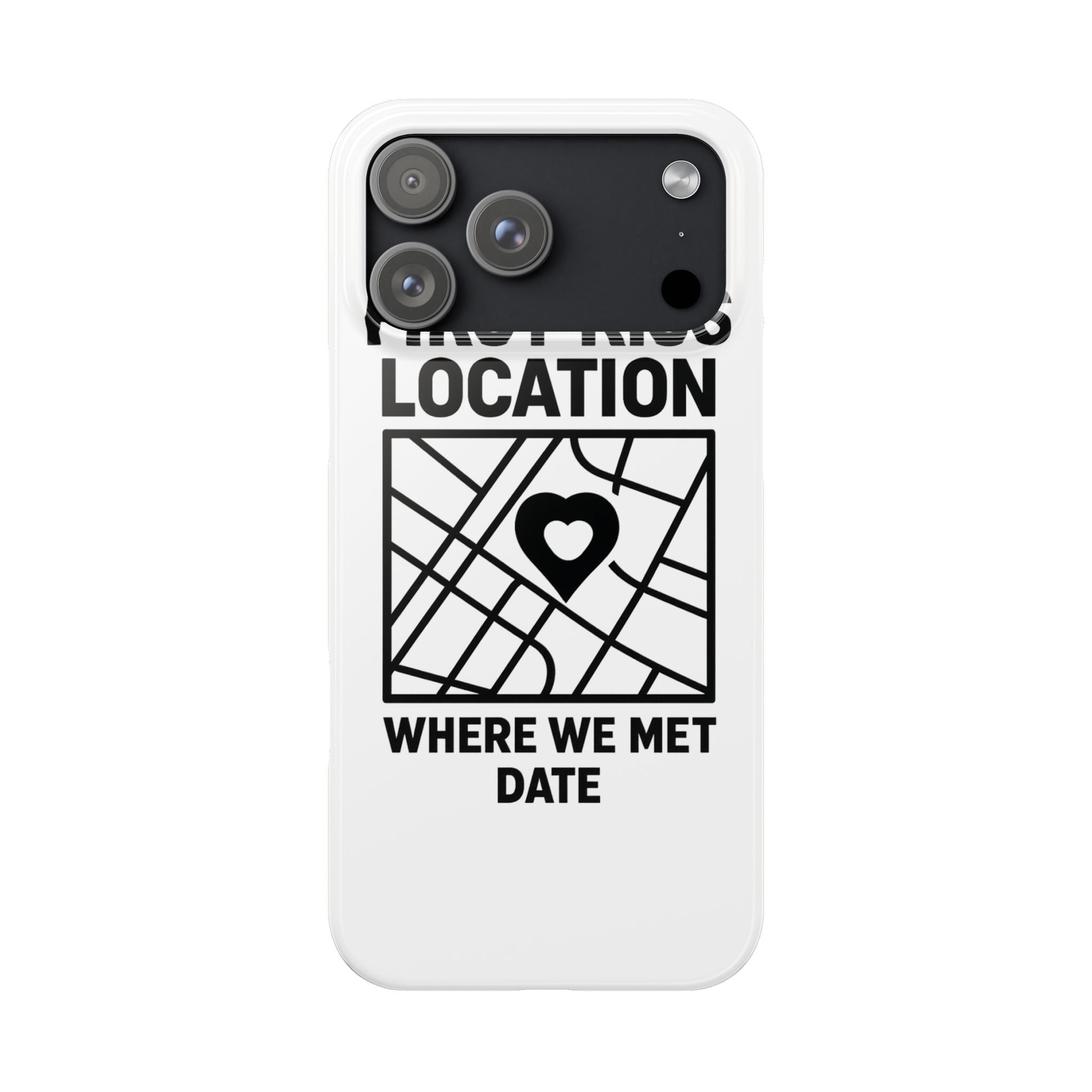 First Kiss Location Phone Case Custom Map Where We Met Anniversary Gift Personalized Couples Phone Case Heart Marker