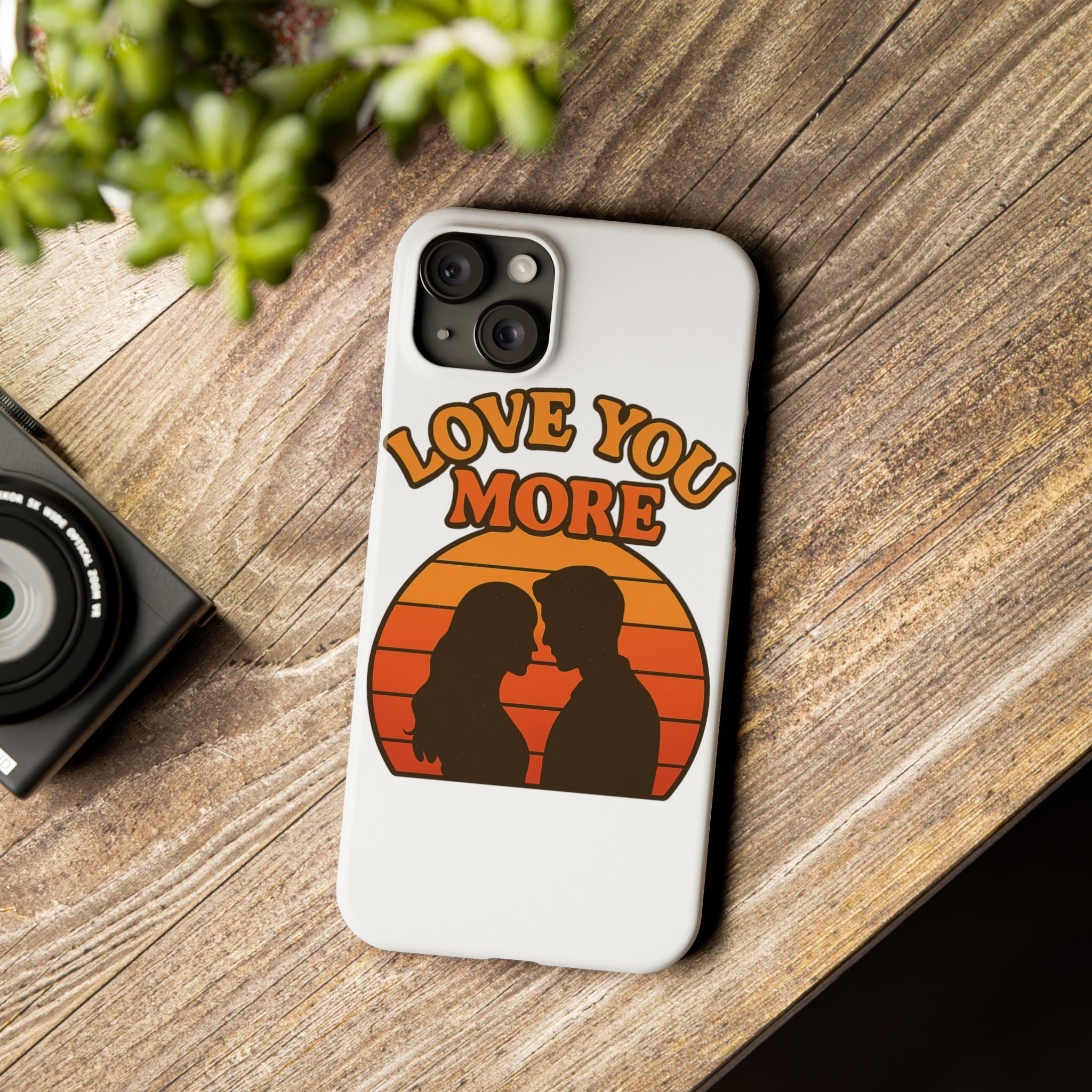 Love You More Phone Case Retro Sunset 70s Vintage Romantic Groovy Aesthetic Cute Couple Gift for Girlfriend Wife Anniversary