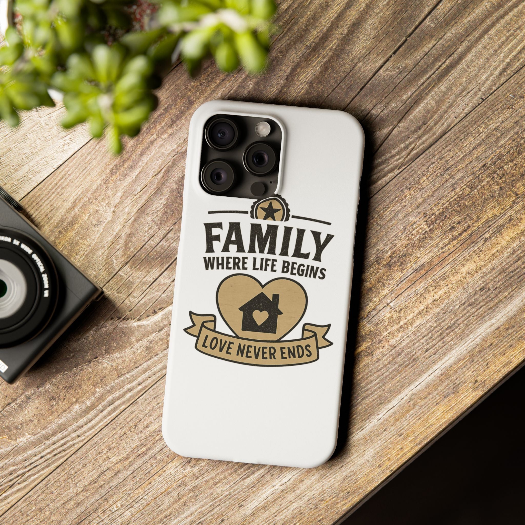Family Where Life Begins Love Never Ends Phone Case, Rustic Farmhouse Gift for Mom Grandma, Mother's Day Gift, Heart Home Decor