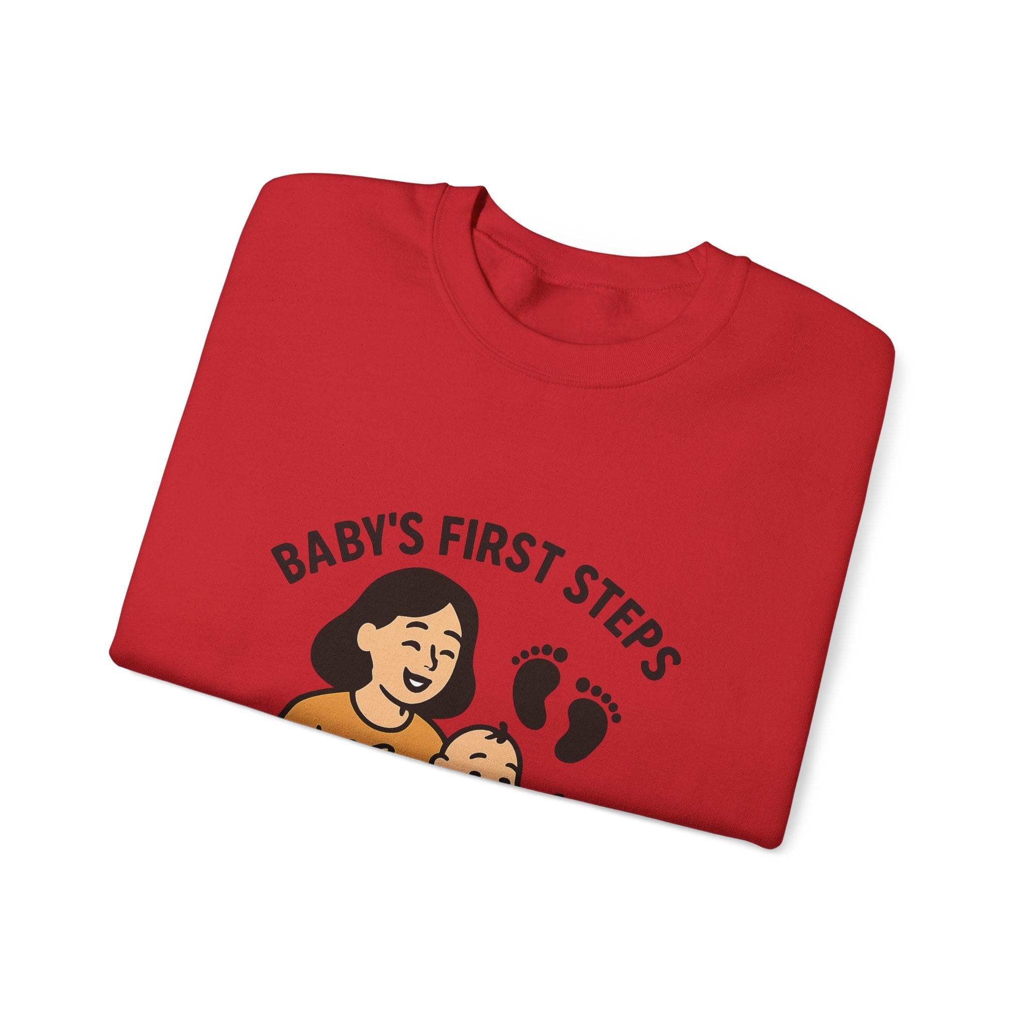 Baby's First Steps Sweatshirt, New Mom Gift, First Walking Milestone, Baby Footprint Shirt, Proud Mom Sweatshirt, Toddler Milestone