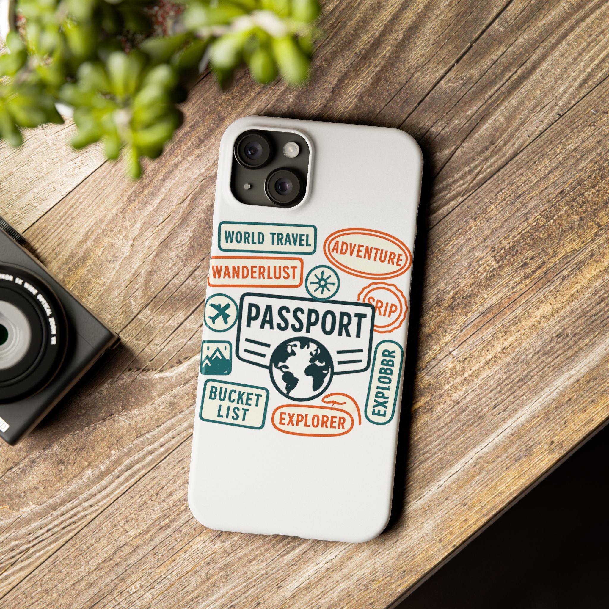 Passport Stamp Phone Case World Travel Gift Wanderlust Adventure Traveler Bucket List Globetrotter Trip Souvenir Explorer Map