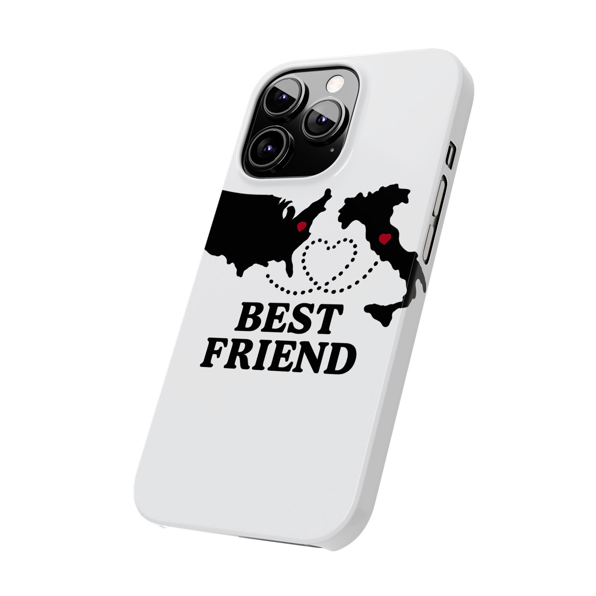 Long Distance Friendship Phone Case Personalized Coordinates Gift Best Friend Custom Location Map Heart Connection BFF